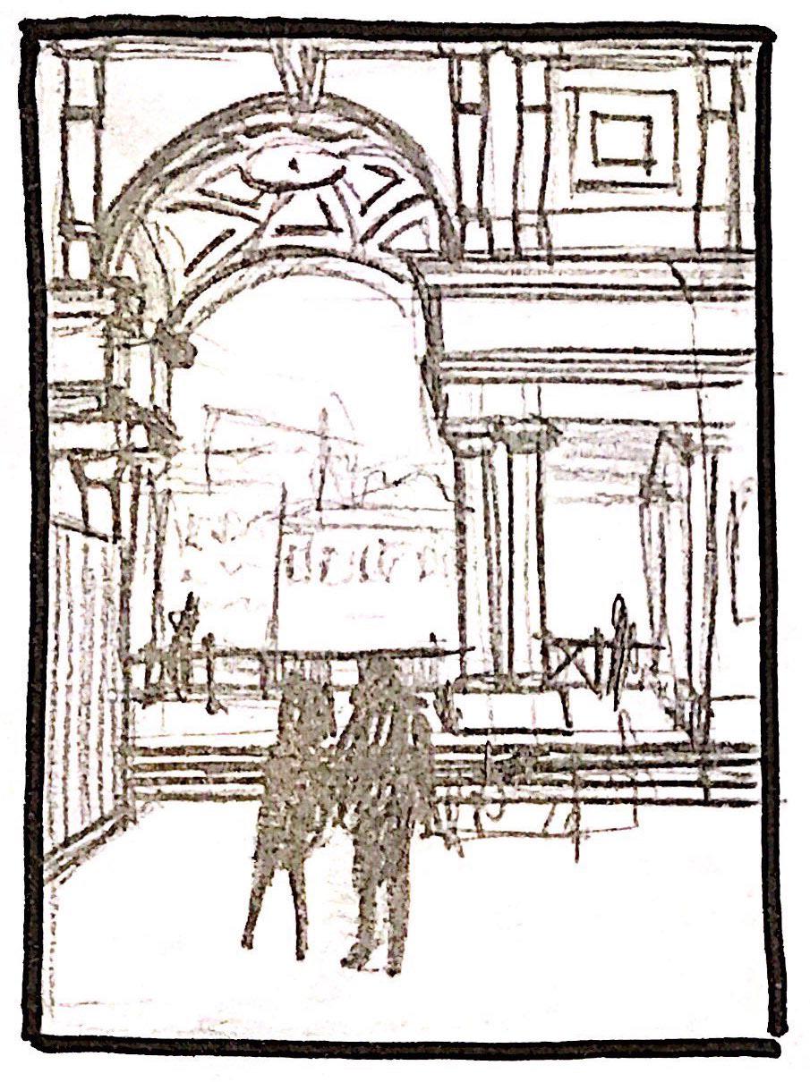 Croquis espace au niveau de la galerie des Offices