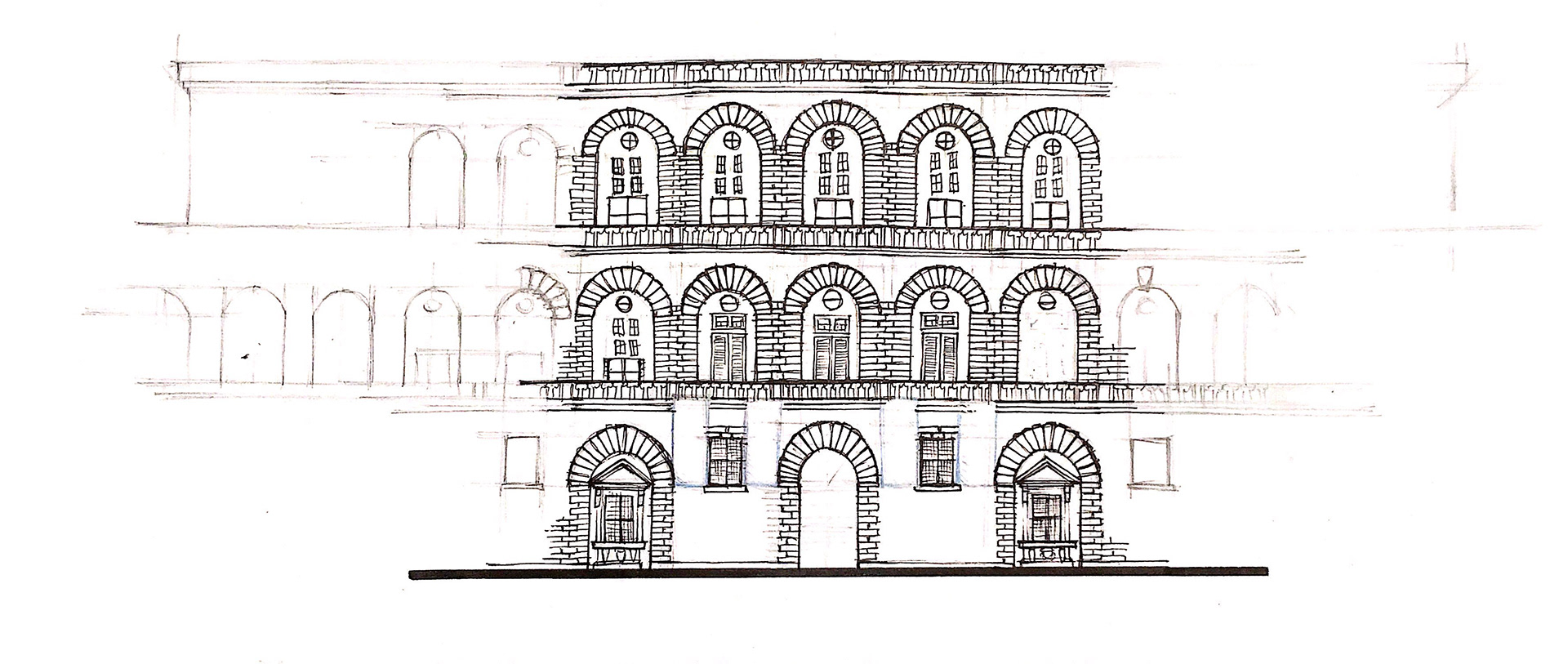 Façade du Palais Pitti à Florence