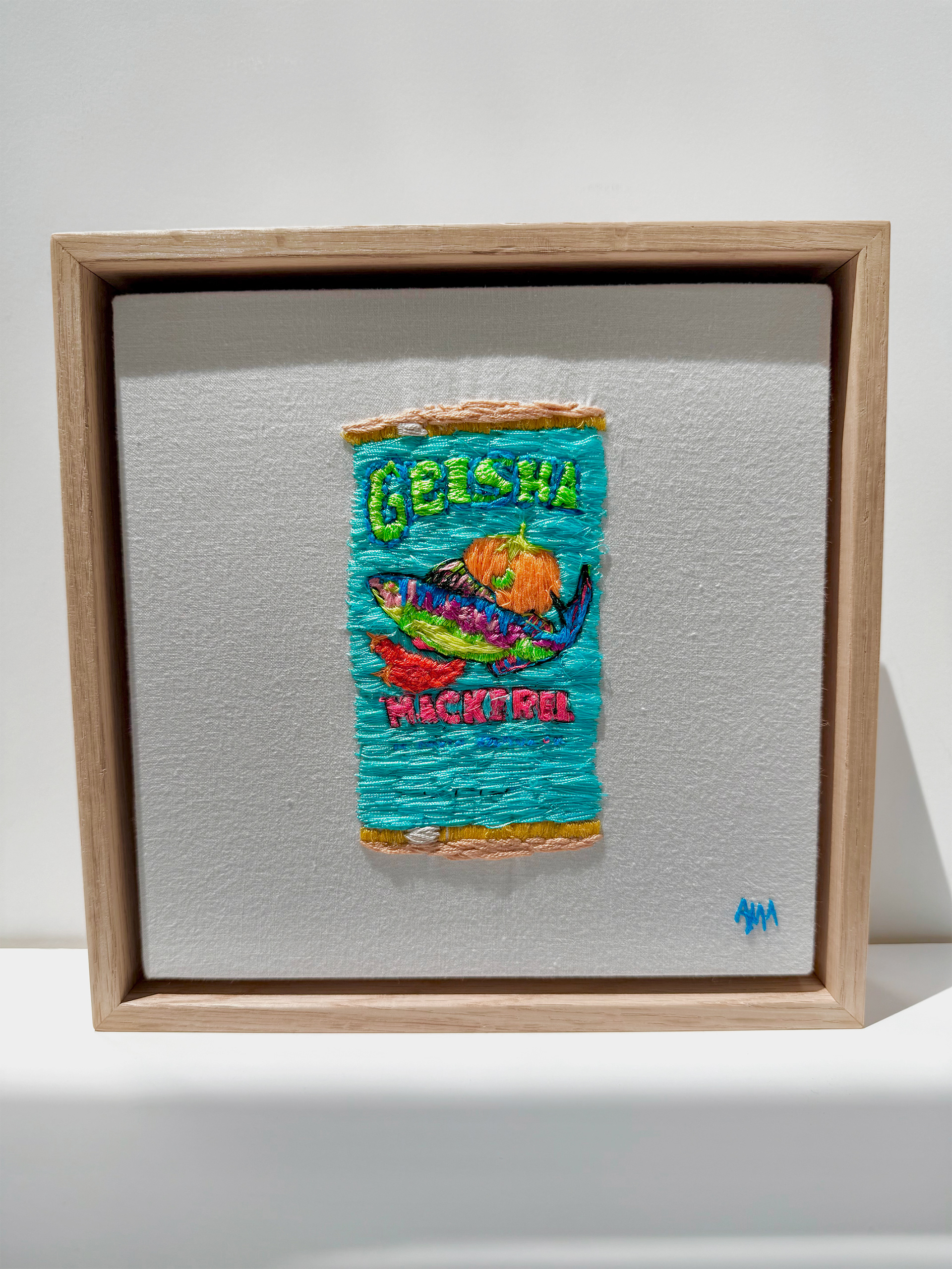 017_Neon Geisha  //  thread & linen  //  size 20x20cm  