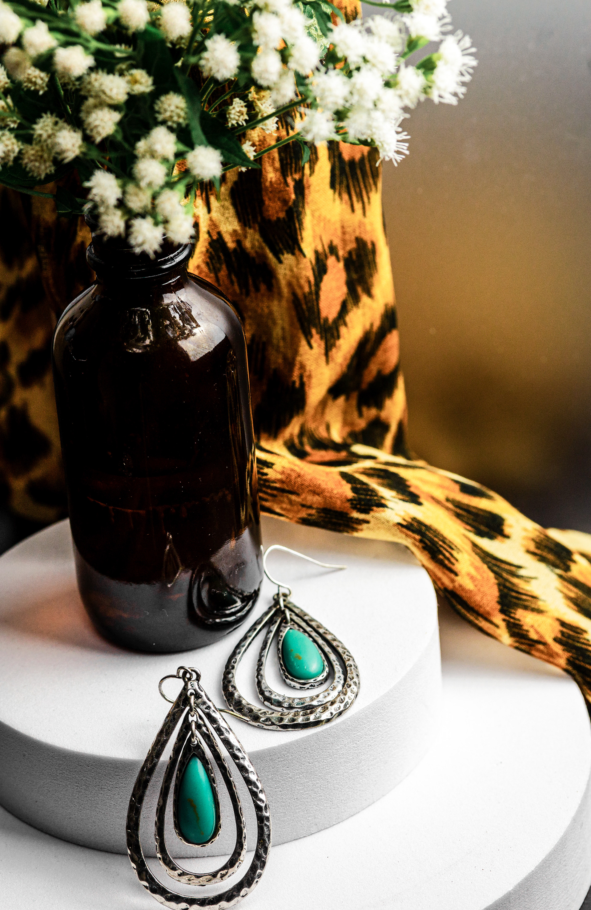 Silver & turquoise teardrop earrings