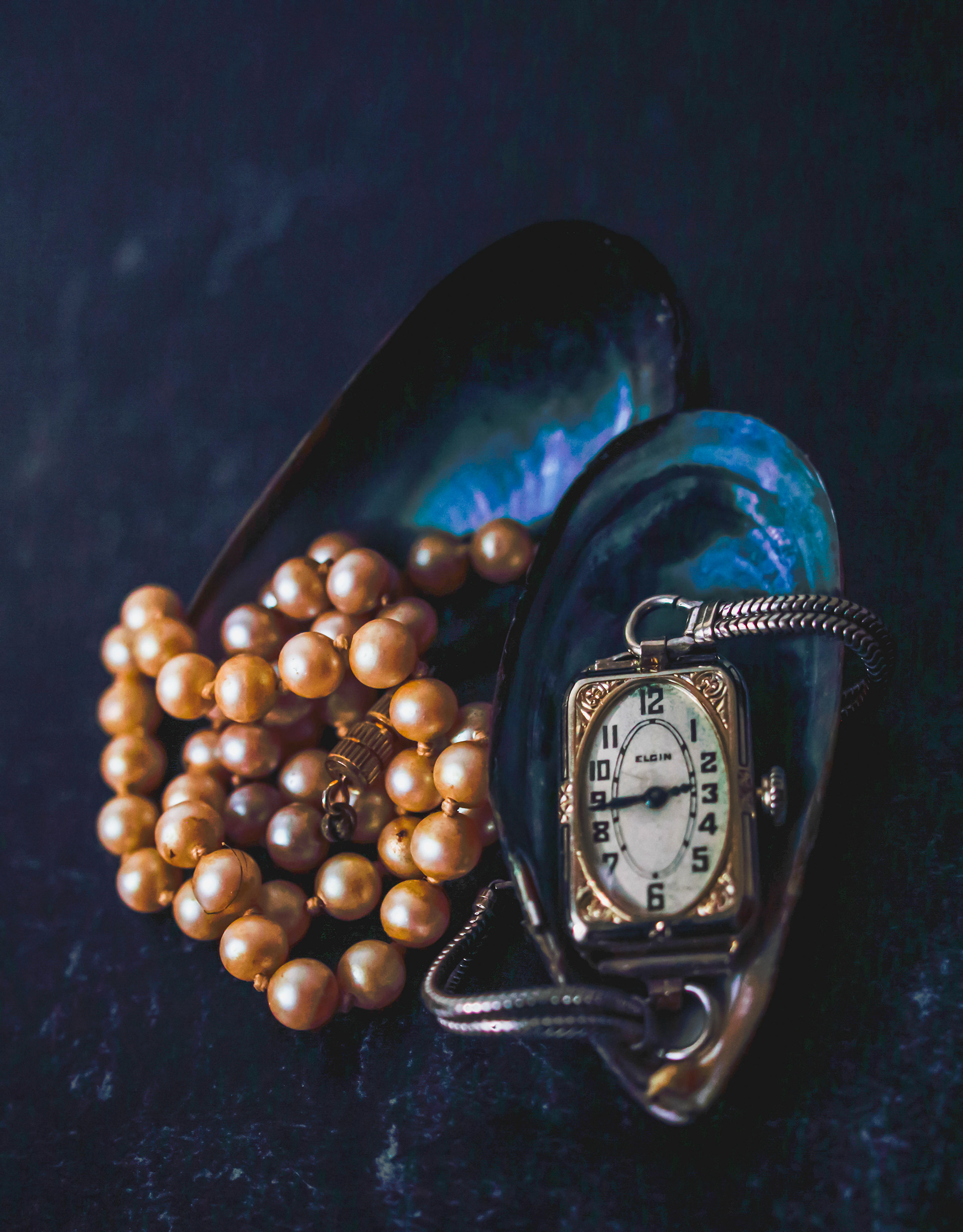 Pearls & antique watch