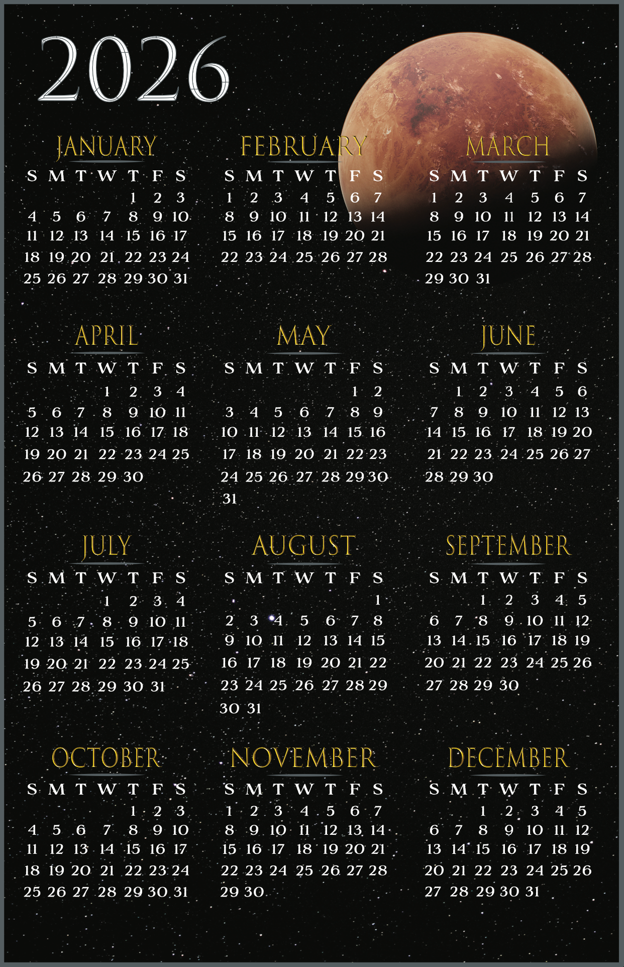 Print Ready Calendar