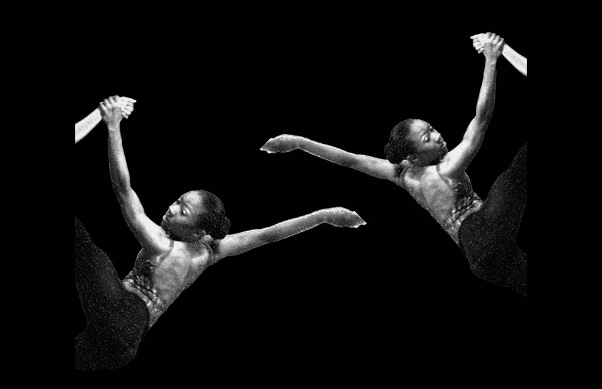 Still from "Black and White Bodies" video projection from "In Studio", October 2023.