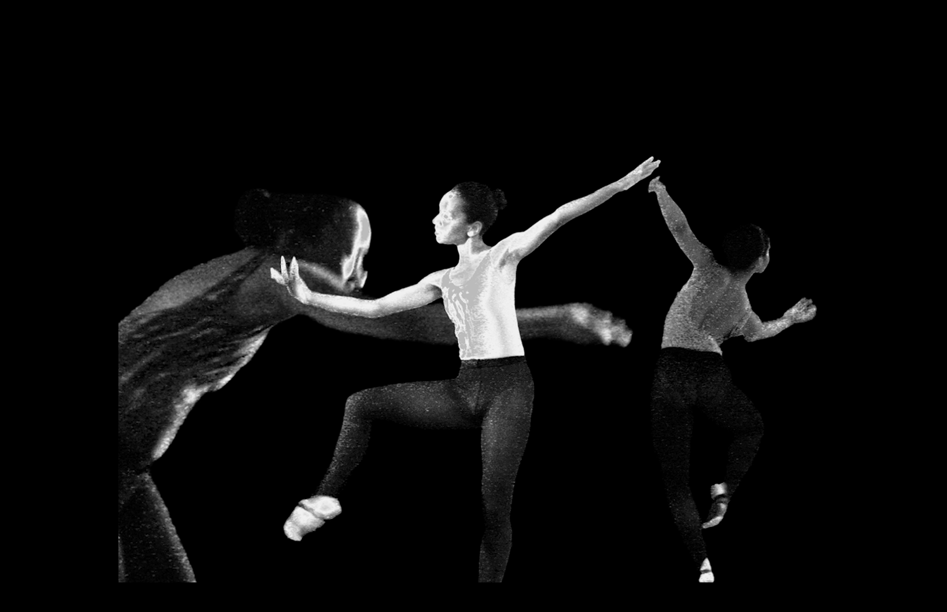 Still from "Black and White Bodies" video projection from "In Studio", October 2023.