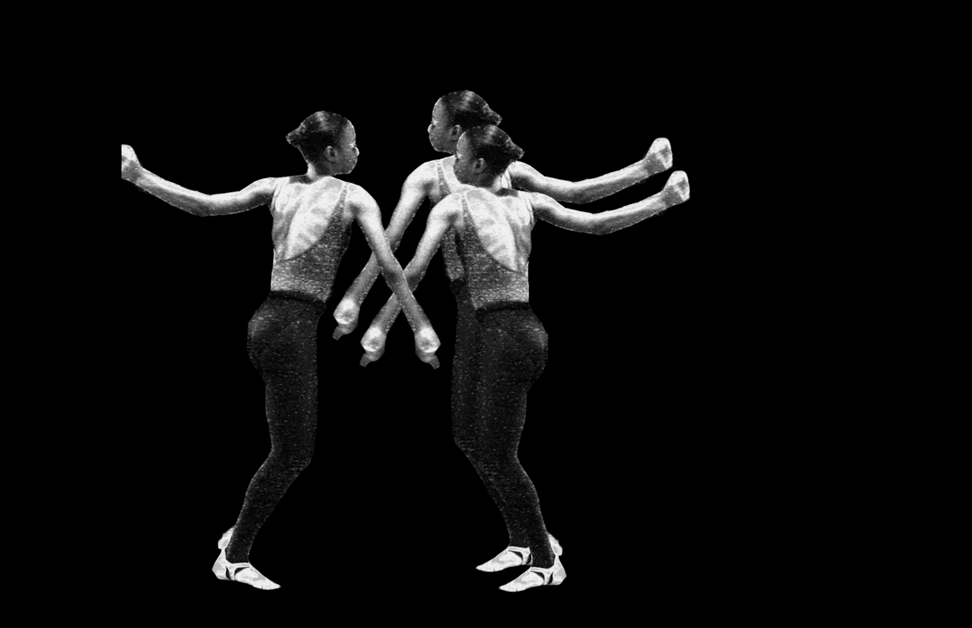 Still from "Black and White Bodies" video projection from "In Studio", October 2023.