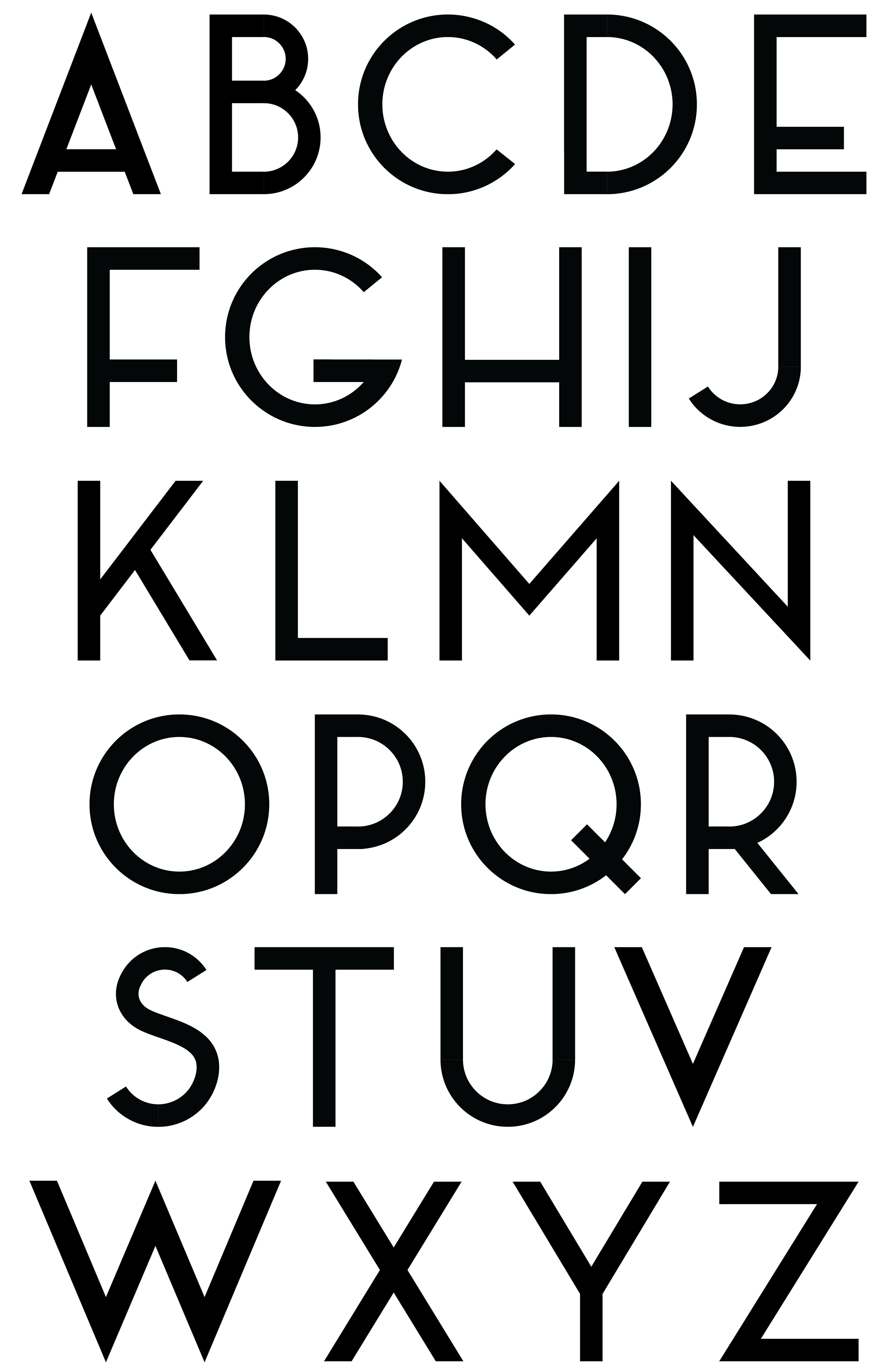 The alphabet, in upper case letters, set in the new typeface