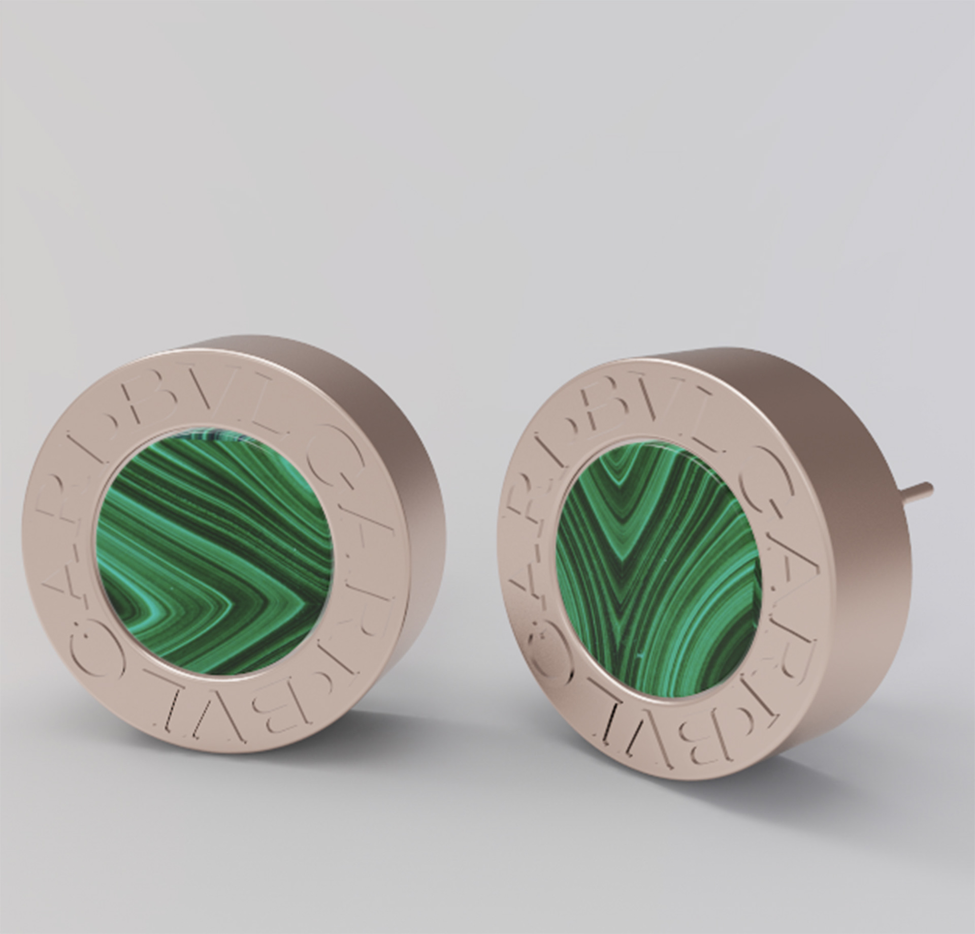 BULGARI PINK GOLD EARRINGS WITH MALAQUITA