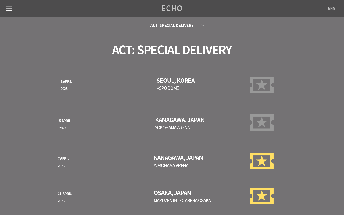A tour schedule with tickets included.