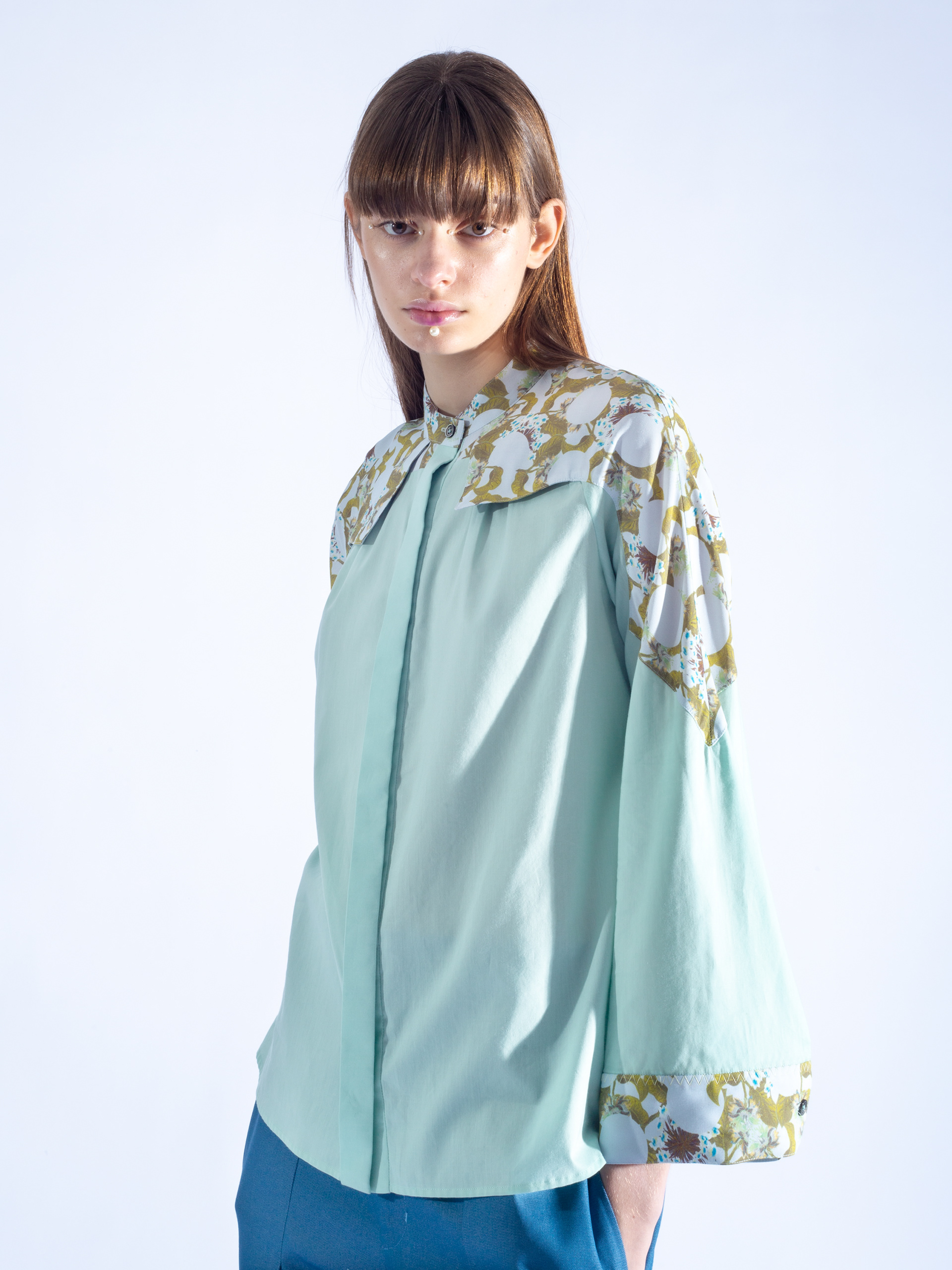 A York Blouse with Floral Geometric pattern