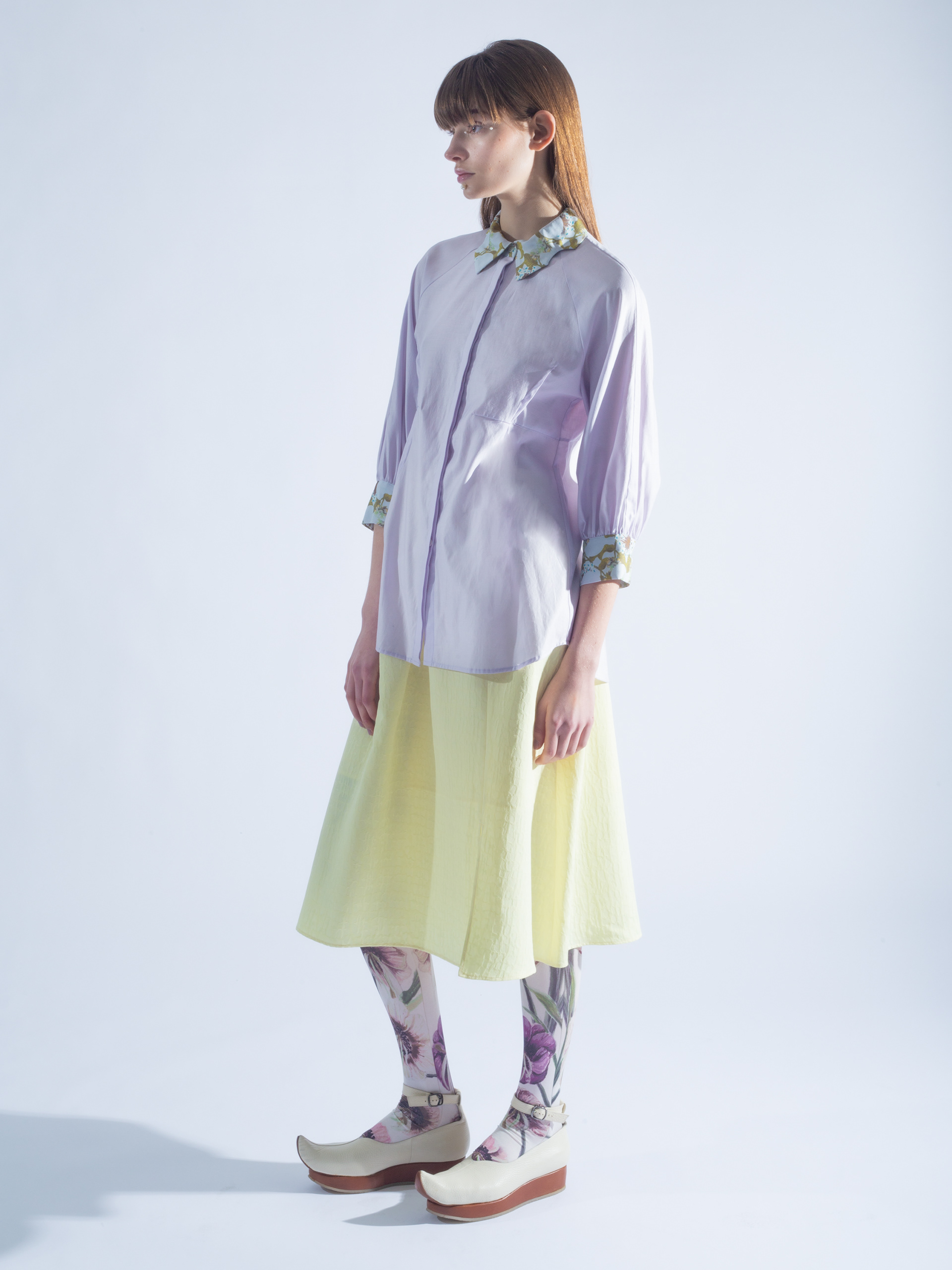 Geometric collar Blouse with Floral Geometric pattern