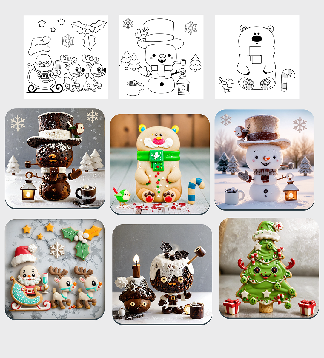 Some example Designs and Gens made from the Christmas Crafts stencil sheets