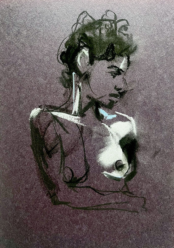 Nude - Charcoal and chalk on coloured paper - 2023