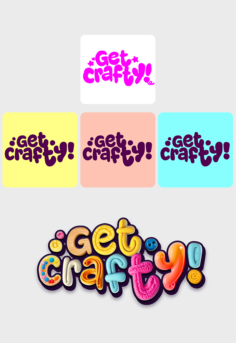 Logo design process. At top is the initial sketch, followed by the final hand vectored asset which I combined with materials in AI software Stable diffusion's Controlnet tool to generate images where the material conforms to my design input . Using multiple gens I combined them together with vectors to create the final logo artwork