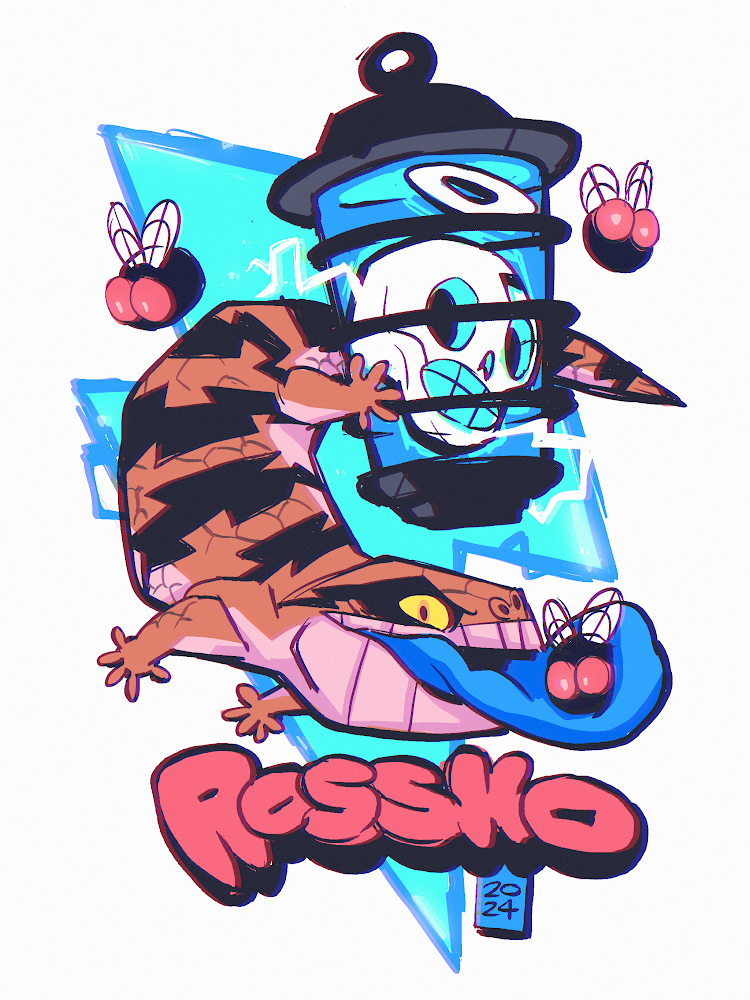 Blue-Tongue - ROSSKO Branding Sticker and Shirt design - Digital -2024
