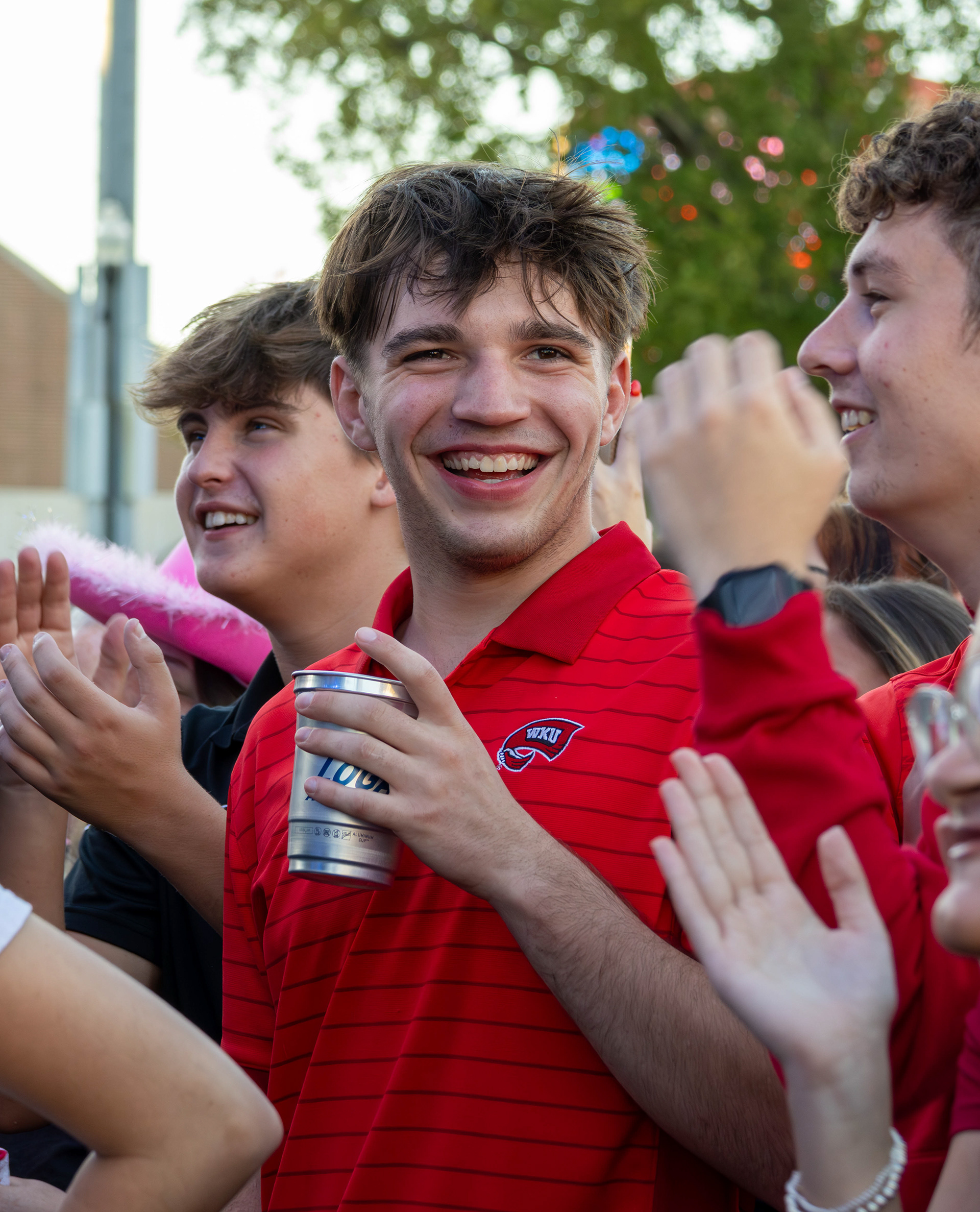 Finn Kerley and his Sigma Phi Epsilon fraternity brothers have fun at the Blanco Brown pre game concert on October 14th, 2025.