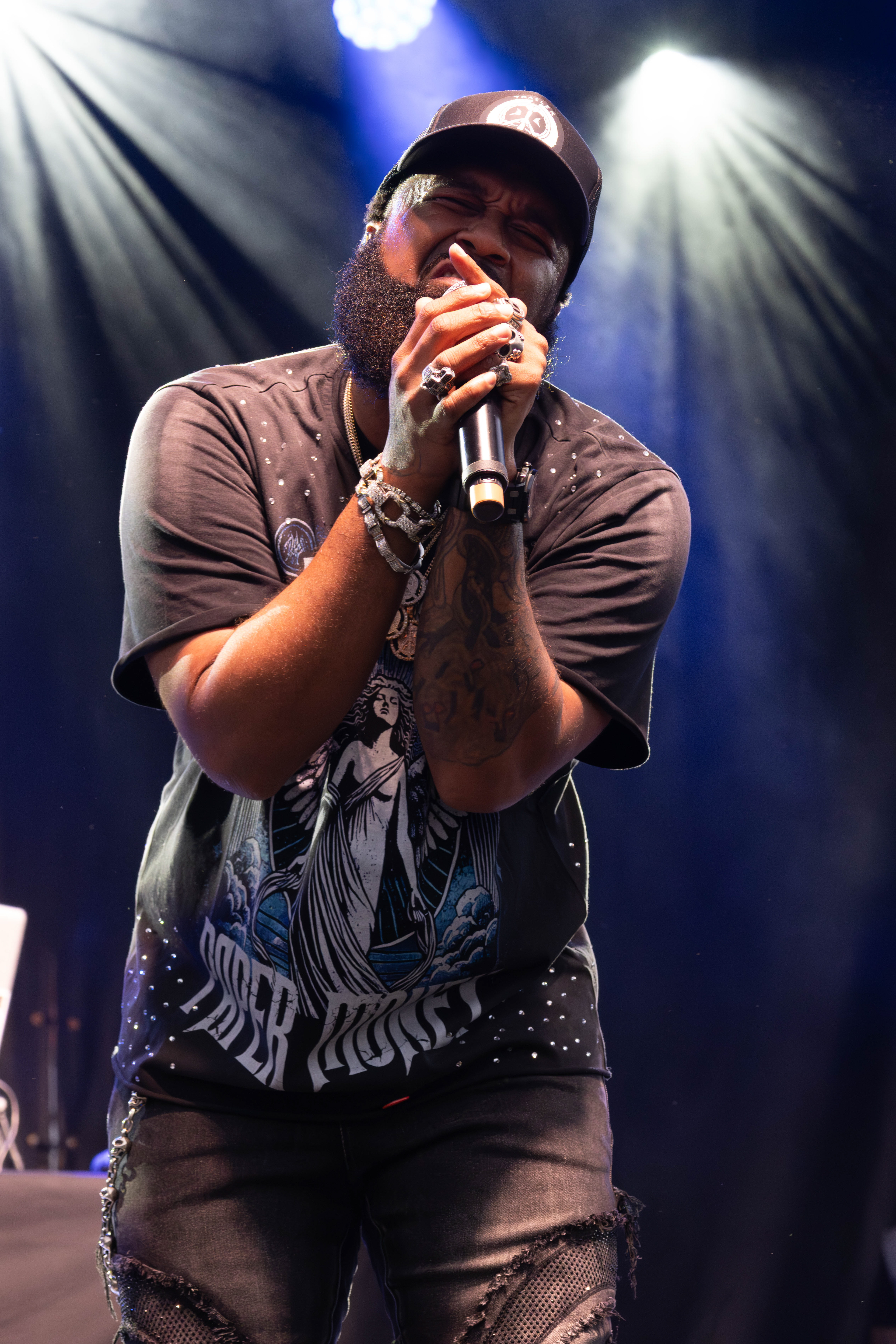 Blanco Brown sings at his pregame concert at South Lawn on Oct. 14, 2025.