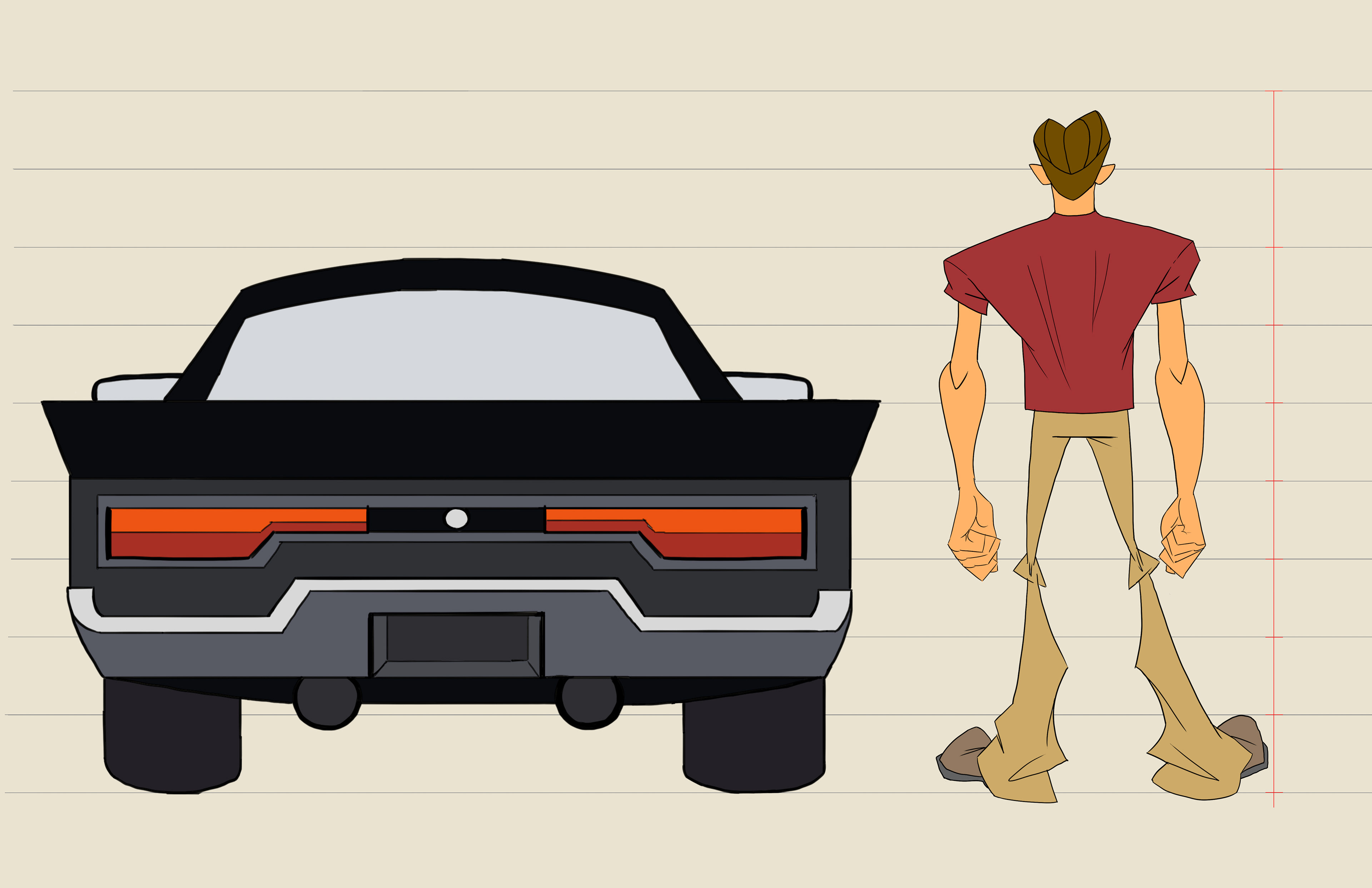 Driver and Car Back View