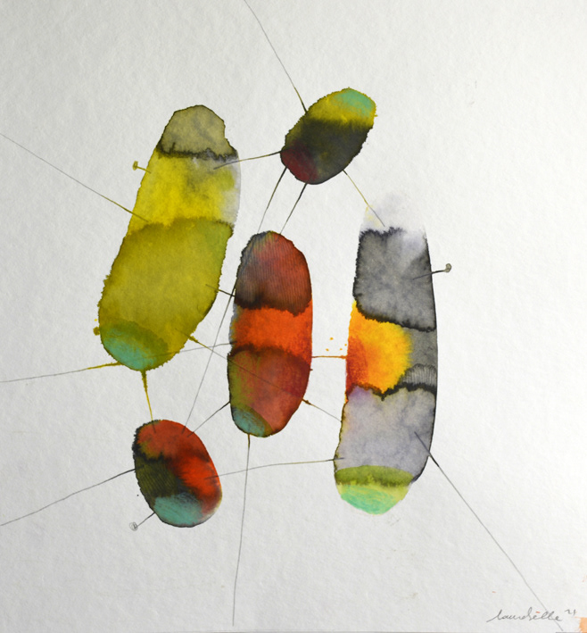 SPAZIO LIQUIDO 5, 30x30cm ecoline su carta applicata su cartonlegno (non esporlo a fonti luminose) 