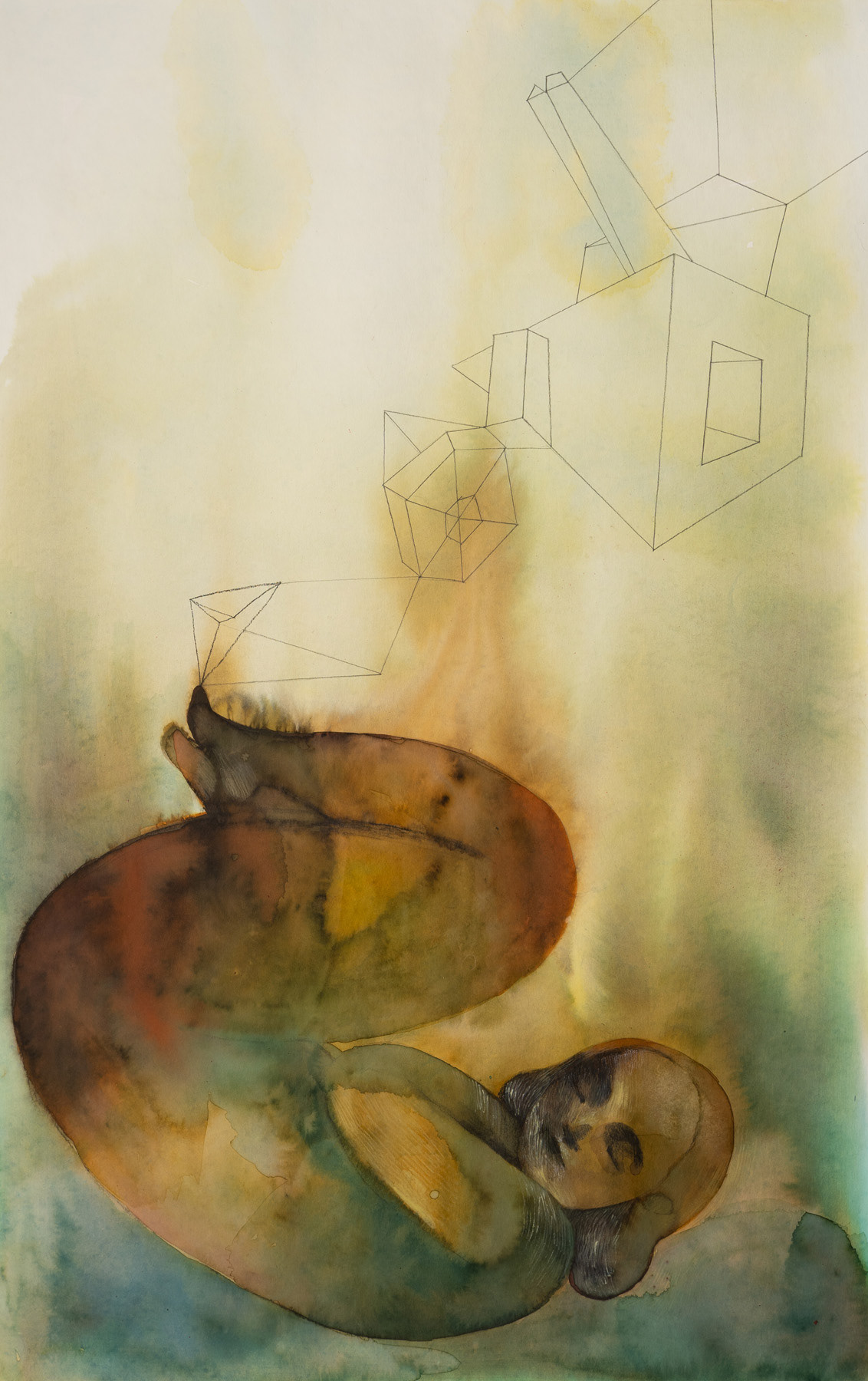 LA CURA , ecoline su carta cotone 100x70cm  1200 euro 