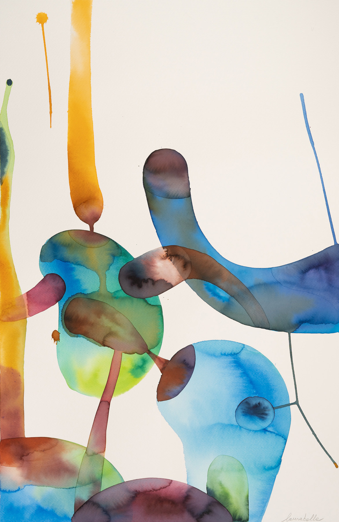 SPAZIO LIQUIDO 1 ecoline su carta cotone  applicata su tavola 100x70 cm