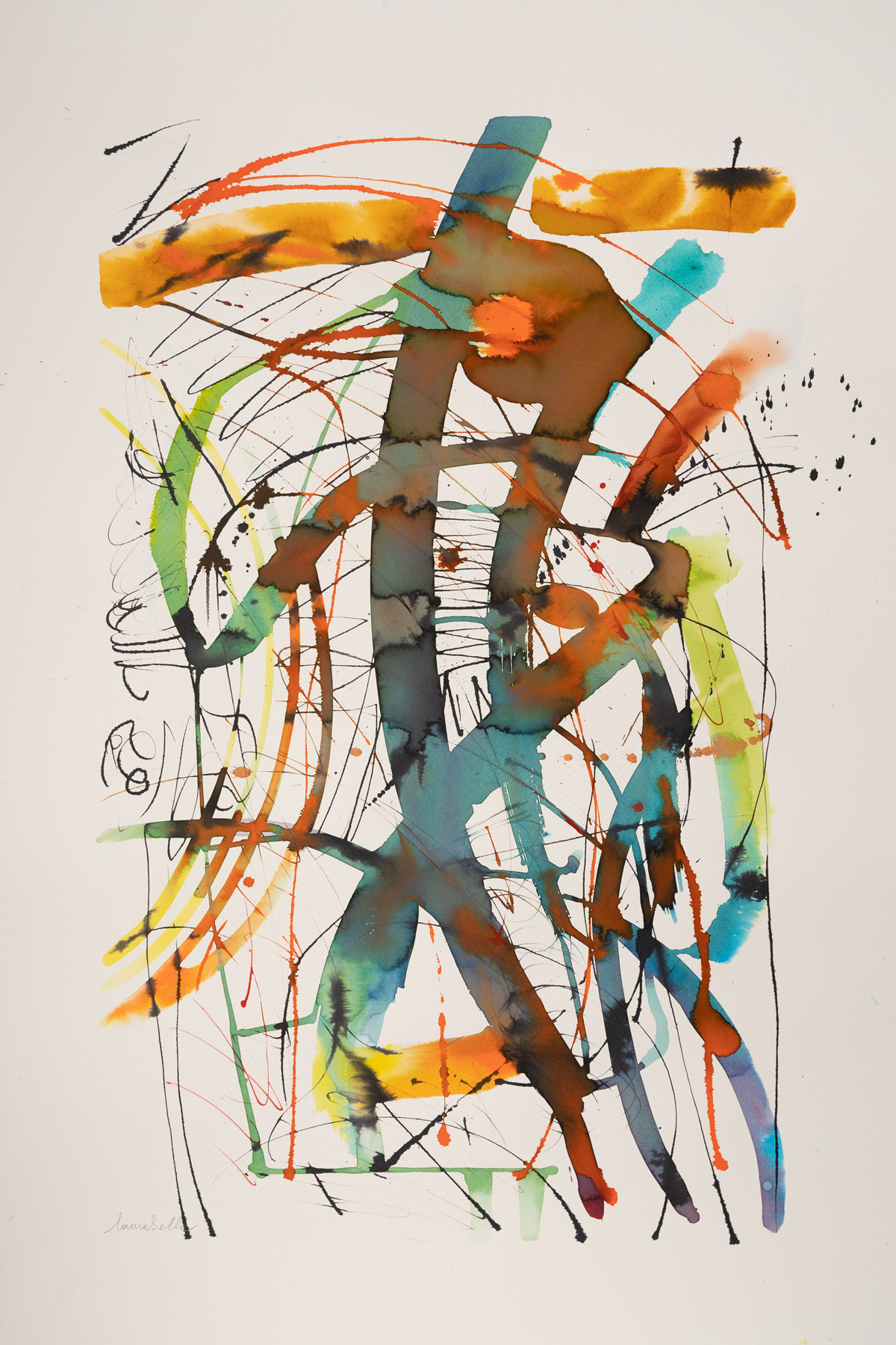 collezione privata SPAZIO  LIQUIDO 2 ecoline su carta cotone 1<applicata su tavola 100x70 cm  