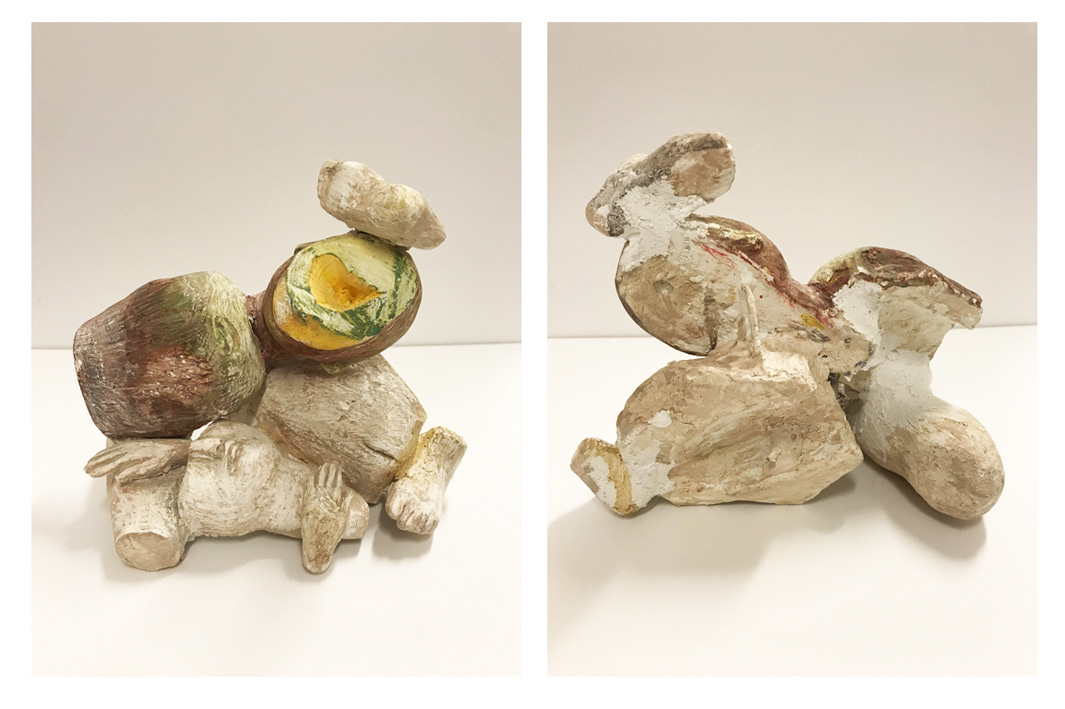 A PEZZI gesso dipinto ad acrilico 