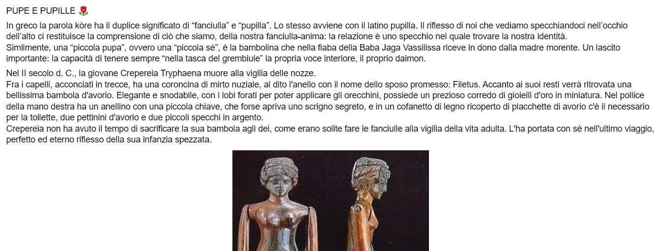 Storia di una bambola antica e significato (estratto da un post di  Erika Maderna)