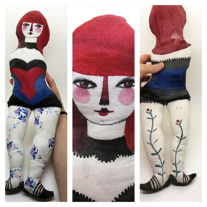 BALLERINA stoffa dipinta ad acrilico 45x15cm 120euro