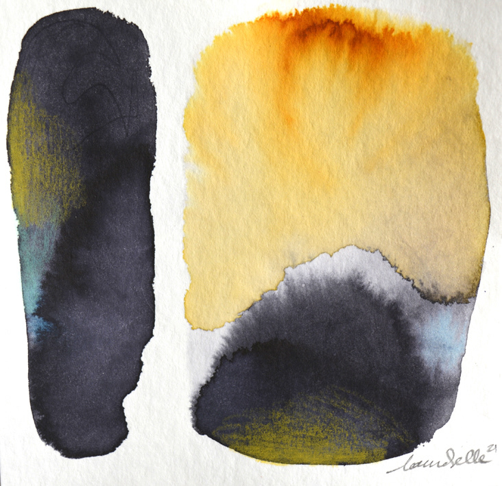 SPAZIO LIQUIDO Q,  14x14cm ecoline su carta applicata su cartonlegno (non esporlo a fonti luminose)