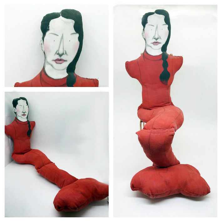Marina Abramović stoffa dipinta ad acrilico 66x16x4cm euro