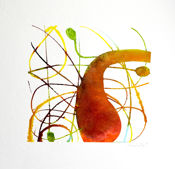 SPAZIO LIQUIDO G 30x30cm ecoline su carta applicata su cartonlegno (non esporlo a fonti luminose) 