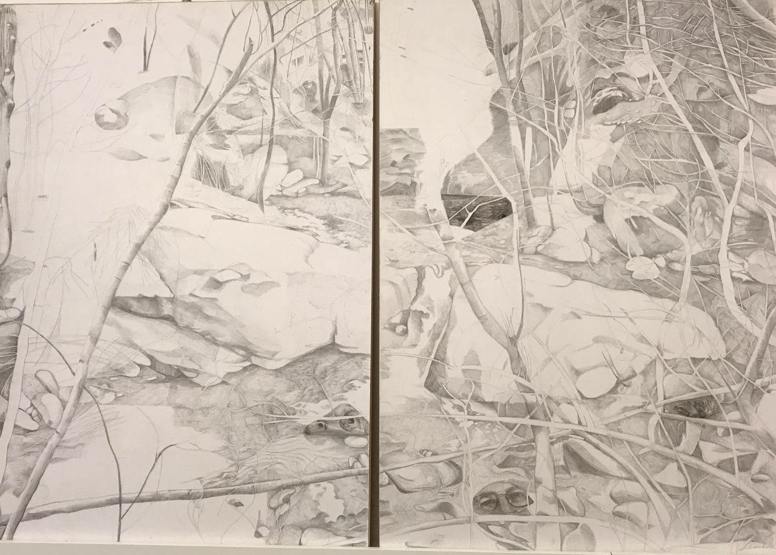 SCALI  grafite su cartone 100x70cm uno 