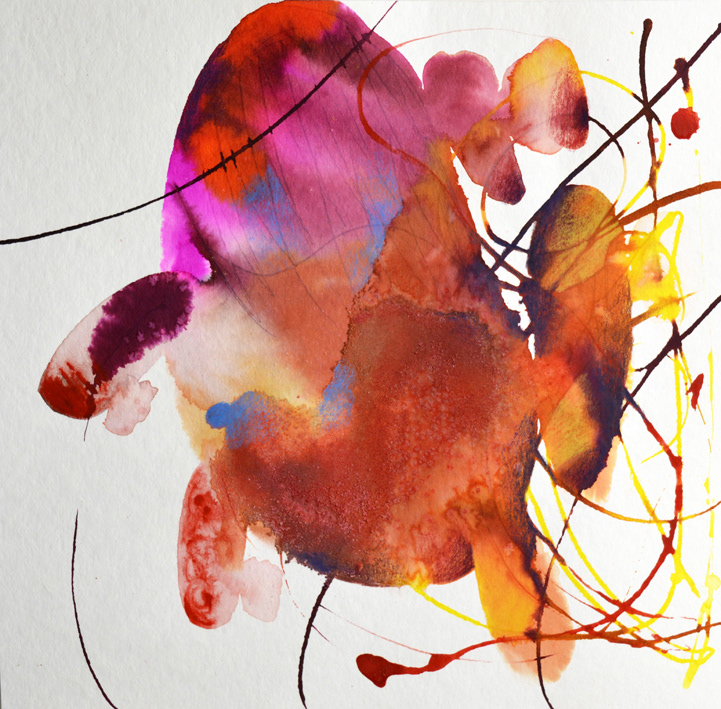 SPAZIO LIQUIDO 7,  30x30cm ecoline su carta applicata su cartonlegno (non esporlo a fonti luminose) 