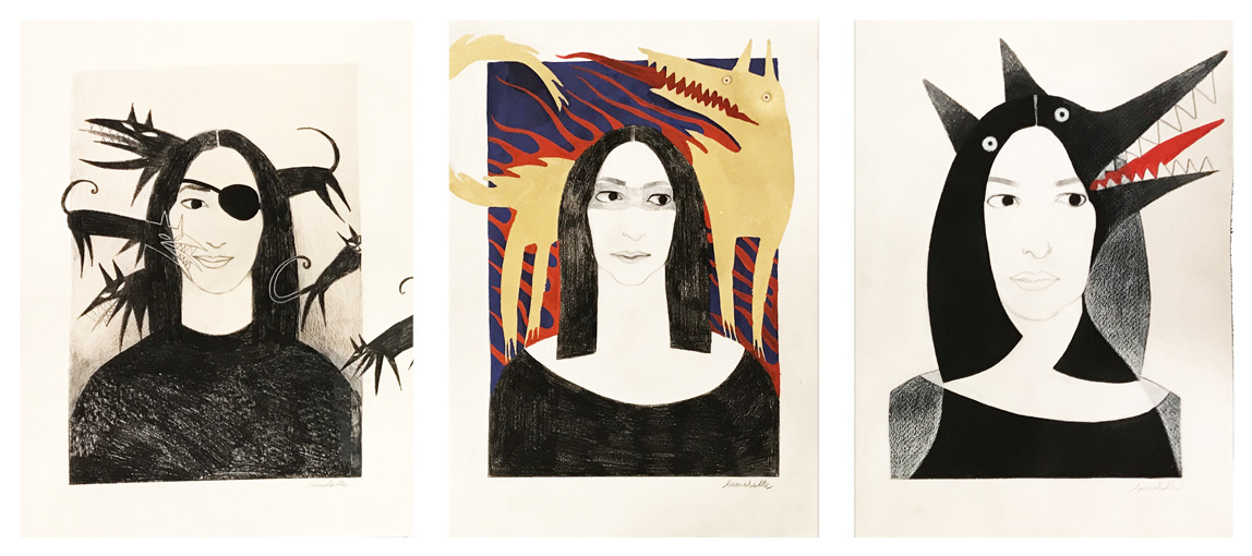 TRITTICO CON DONNA E LUPI  380euro uno