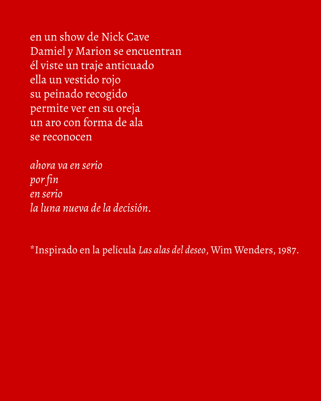 "Wings of Desire", Wim Wenders, 1987.