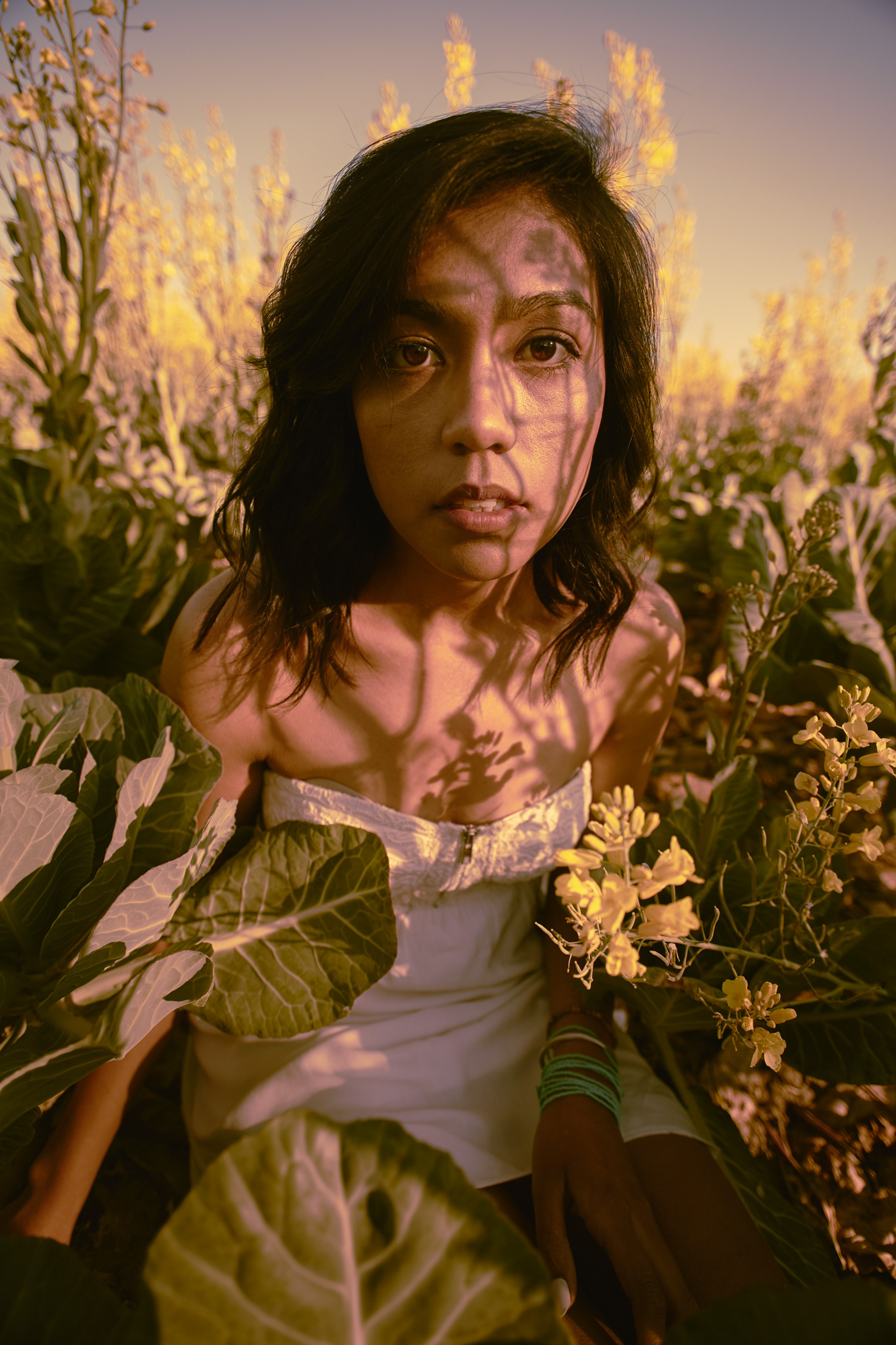 Beautiful girl lying in field.  Photo by Modern Human