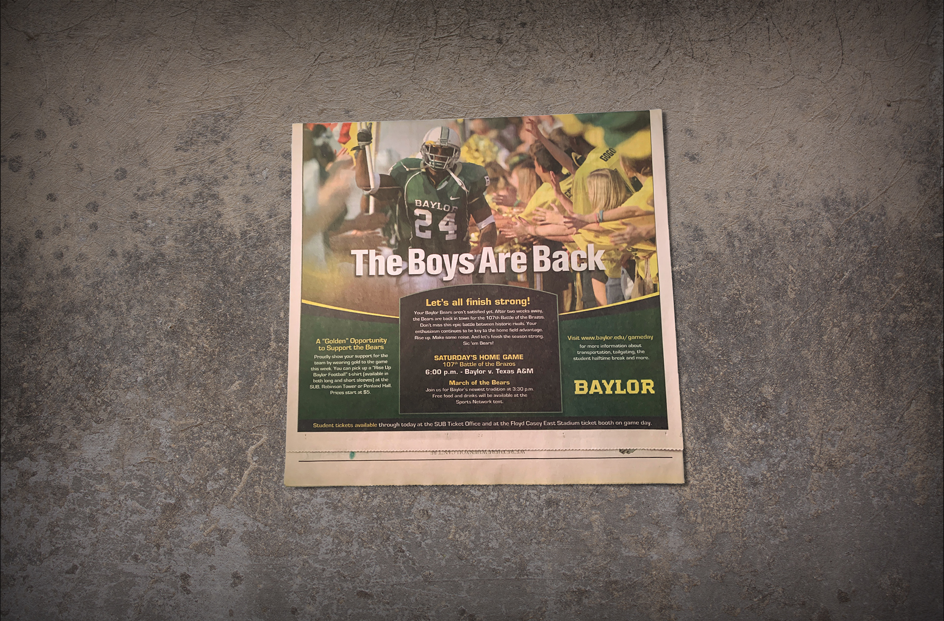 2010 "107th Battle of the Brazos" Game | Half-Page Newspaper