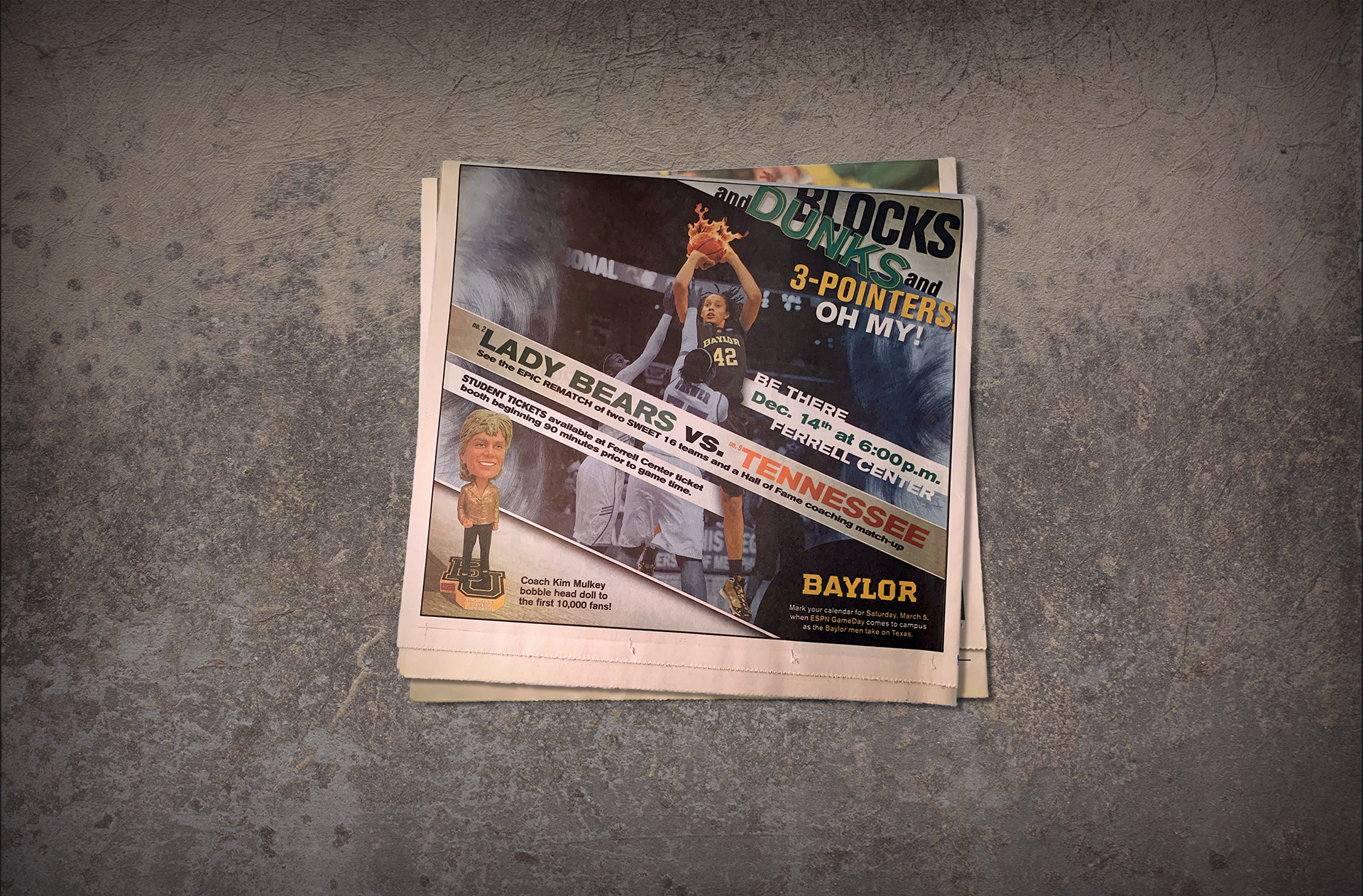 2010 Lady Bears vs Tennessee | Half-Page Newspaper