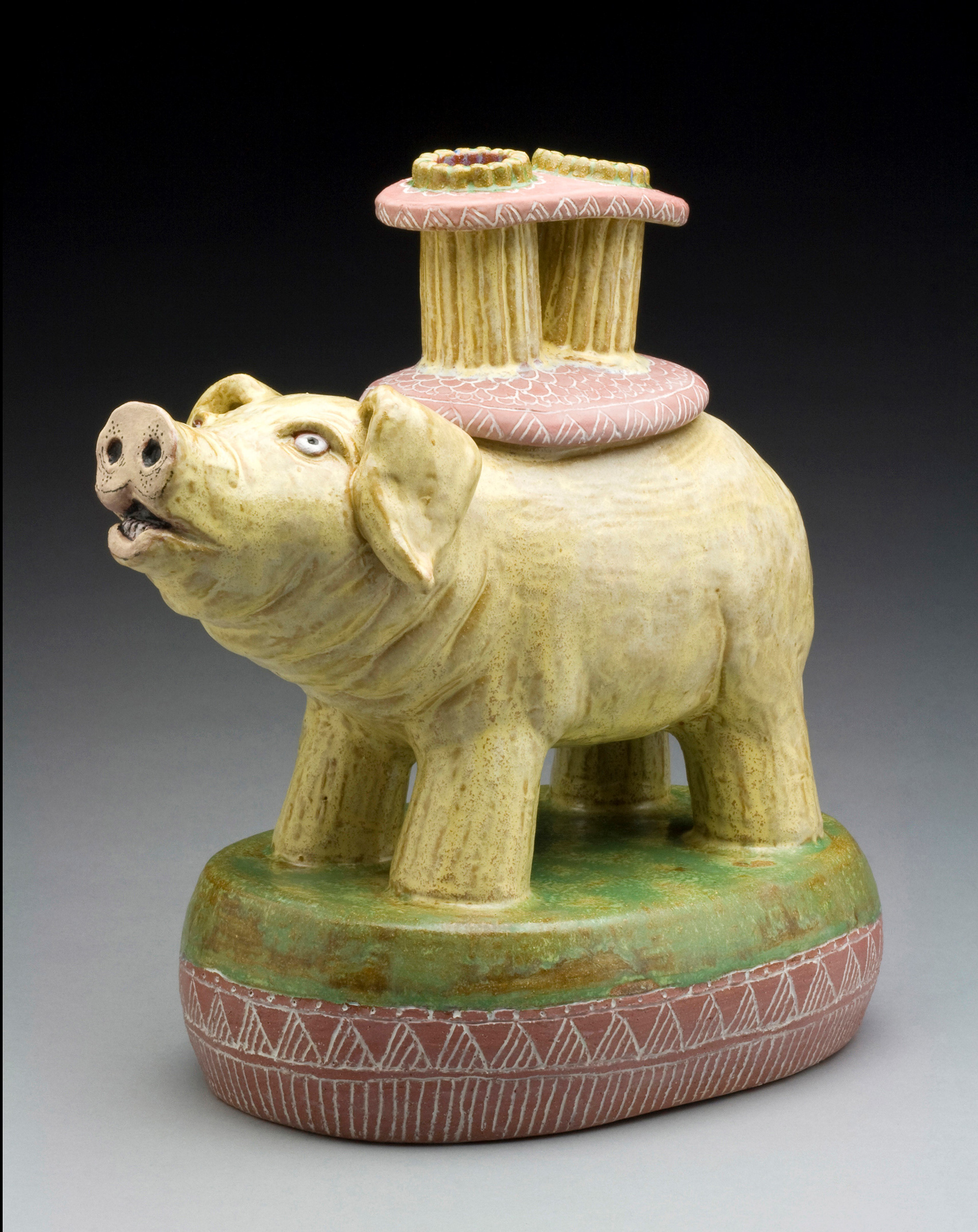 Lynne Lofton, "Hamlet Flower Vase", Hand built eathenware, 12.5"H x 13"W x 7"D