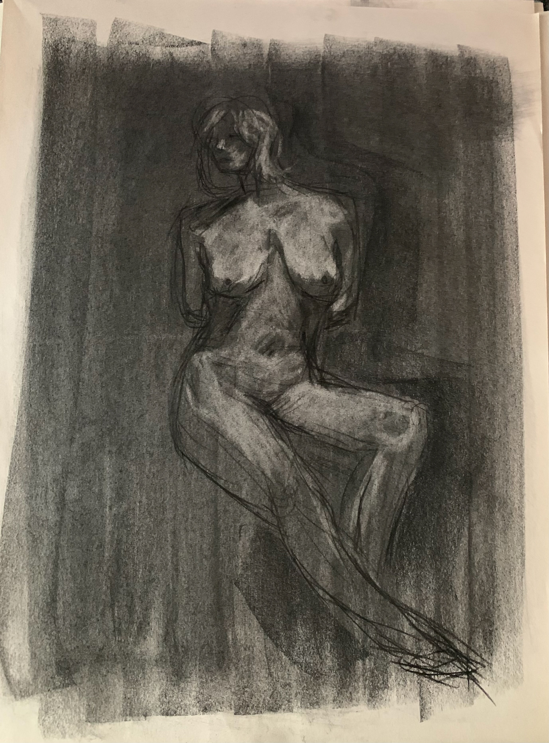 Evelyn DiNovi-McDonald, "Live Model", Charcoal, Drawing From Life