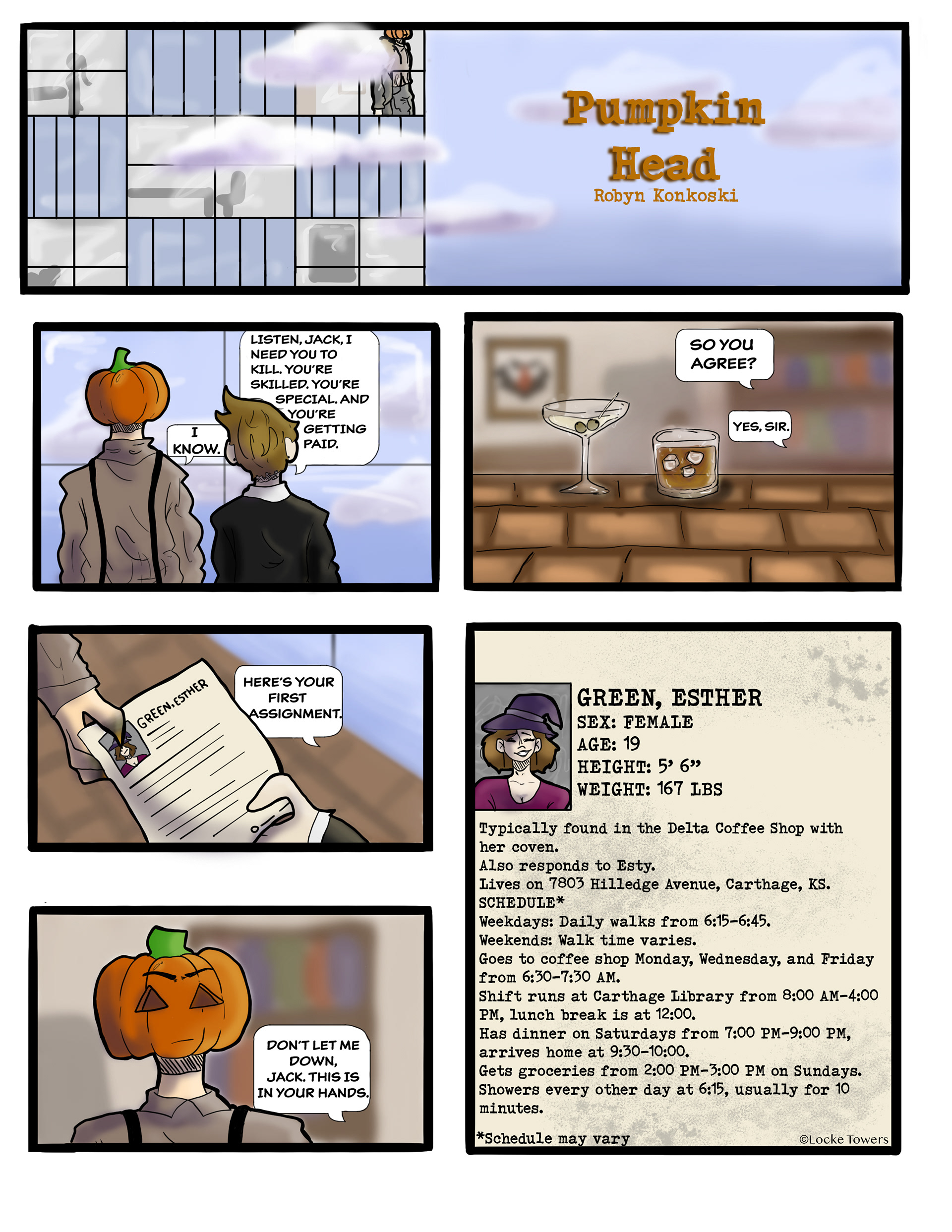 Robyn Konkoski, "Pumpkin Head" part 1, Digital Art, Webtoons and Storyboarding