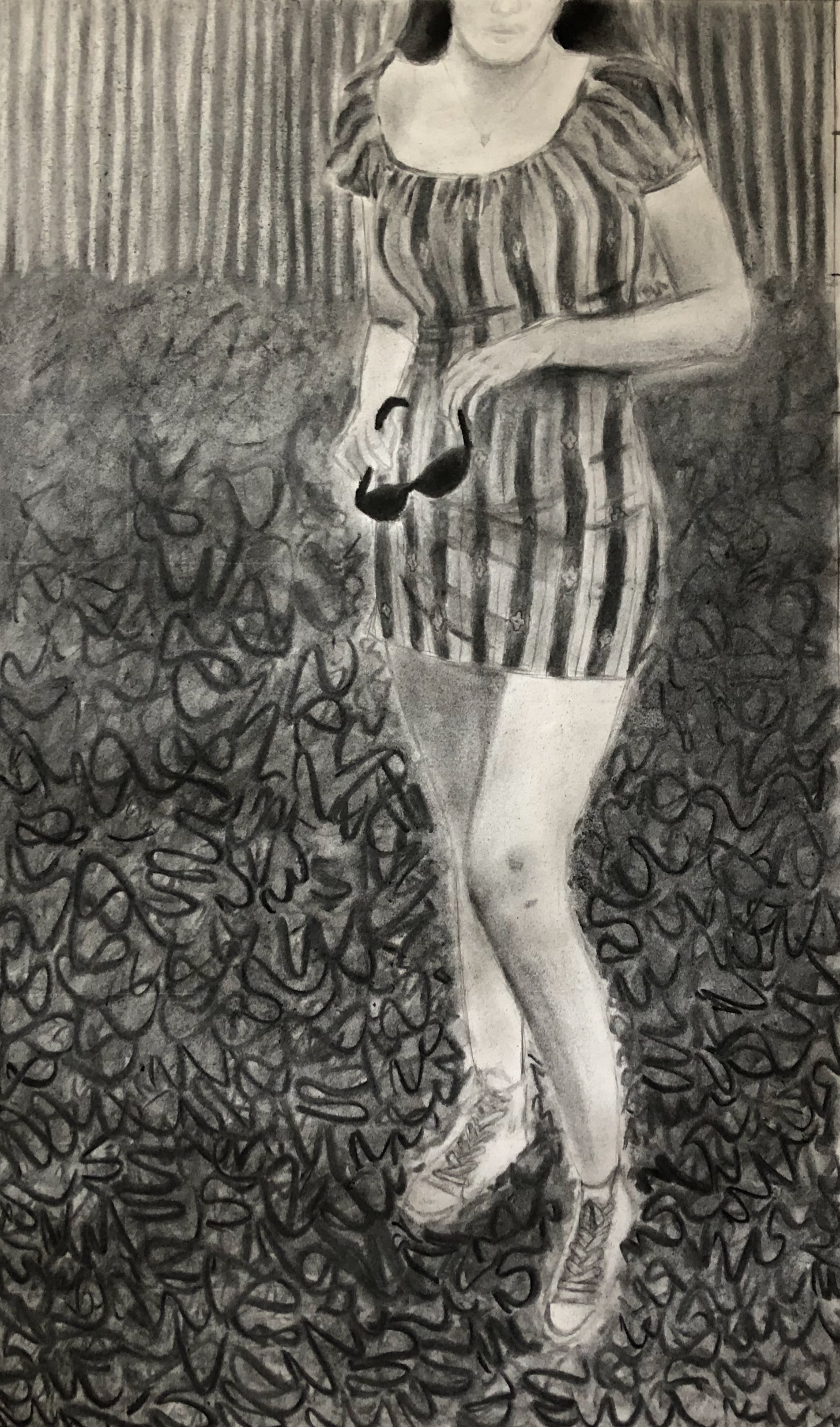 Katrina Boyce "Shades" Charcoal, Narrative Self Portraits Class