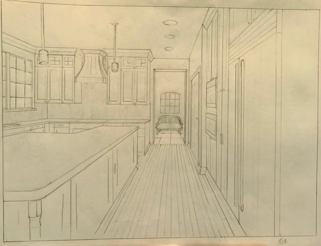 Daniel Anthony "Kitchen Line Drawing" Graphite, Portfolio Preparation: Observational Drawing Class