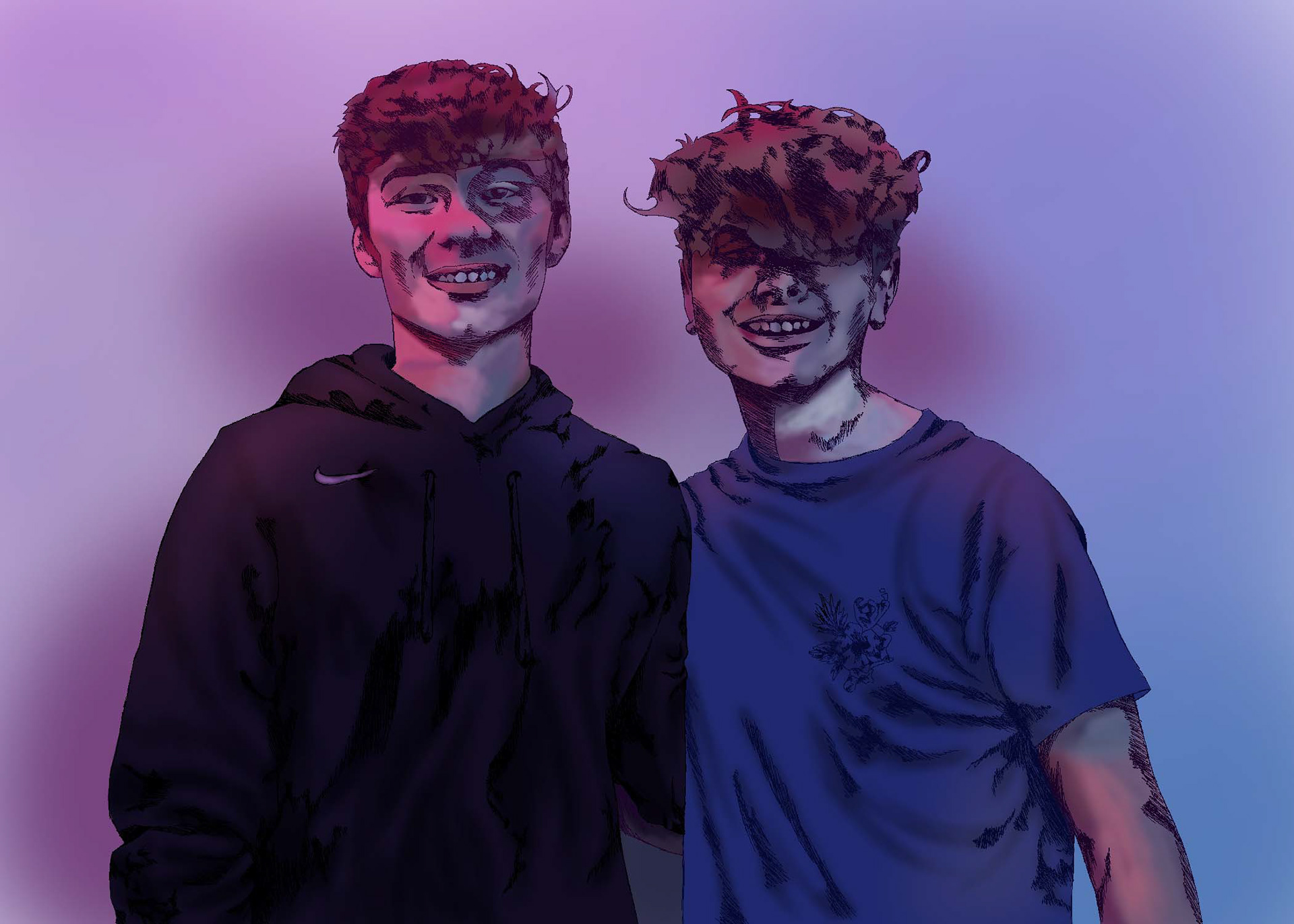 Jennifer Benedict "Andrew and Zach Portrait" Digital Art, Digital Illustration Class