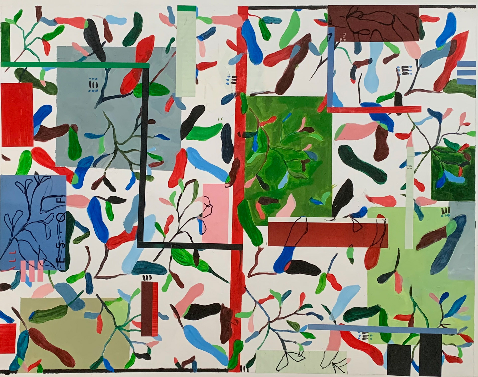 Saija Shah, Untitled, Acrylic paint, collage, sharpie, Color Theory: Portfolio Development