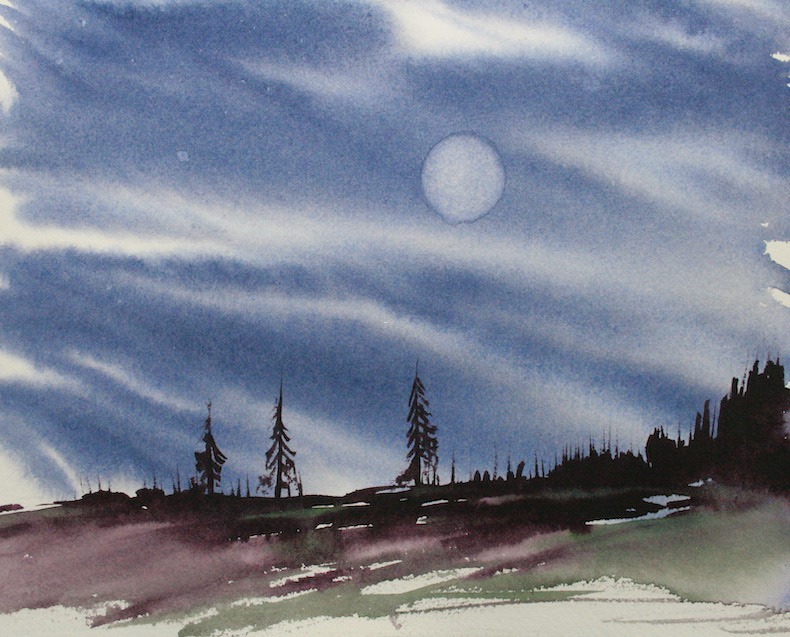 Terry Clark, "Evening Moods", Watercolor paint on paper, 9" x 12"