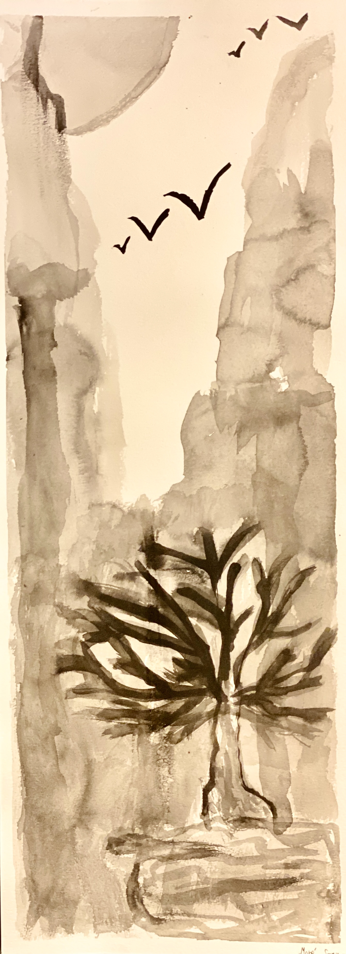 Mane Sargsyan, "The Mountain Trees", Drawing, Drawing From Nature