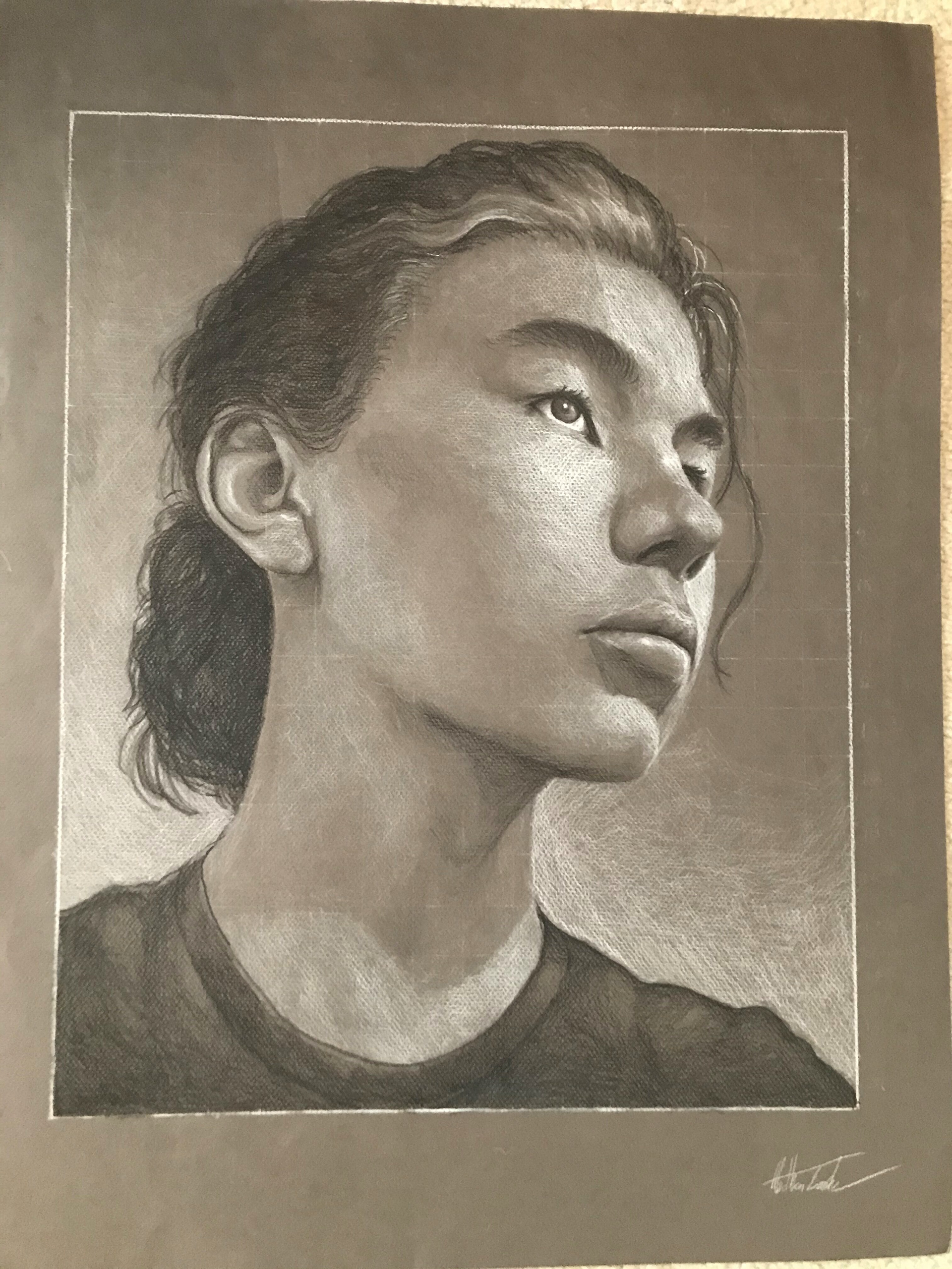 Nathan Tada, "Self Portrait", Colored Pencil on Paper,  Portfolio Preparation: Observational Drawing