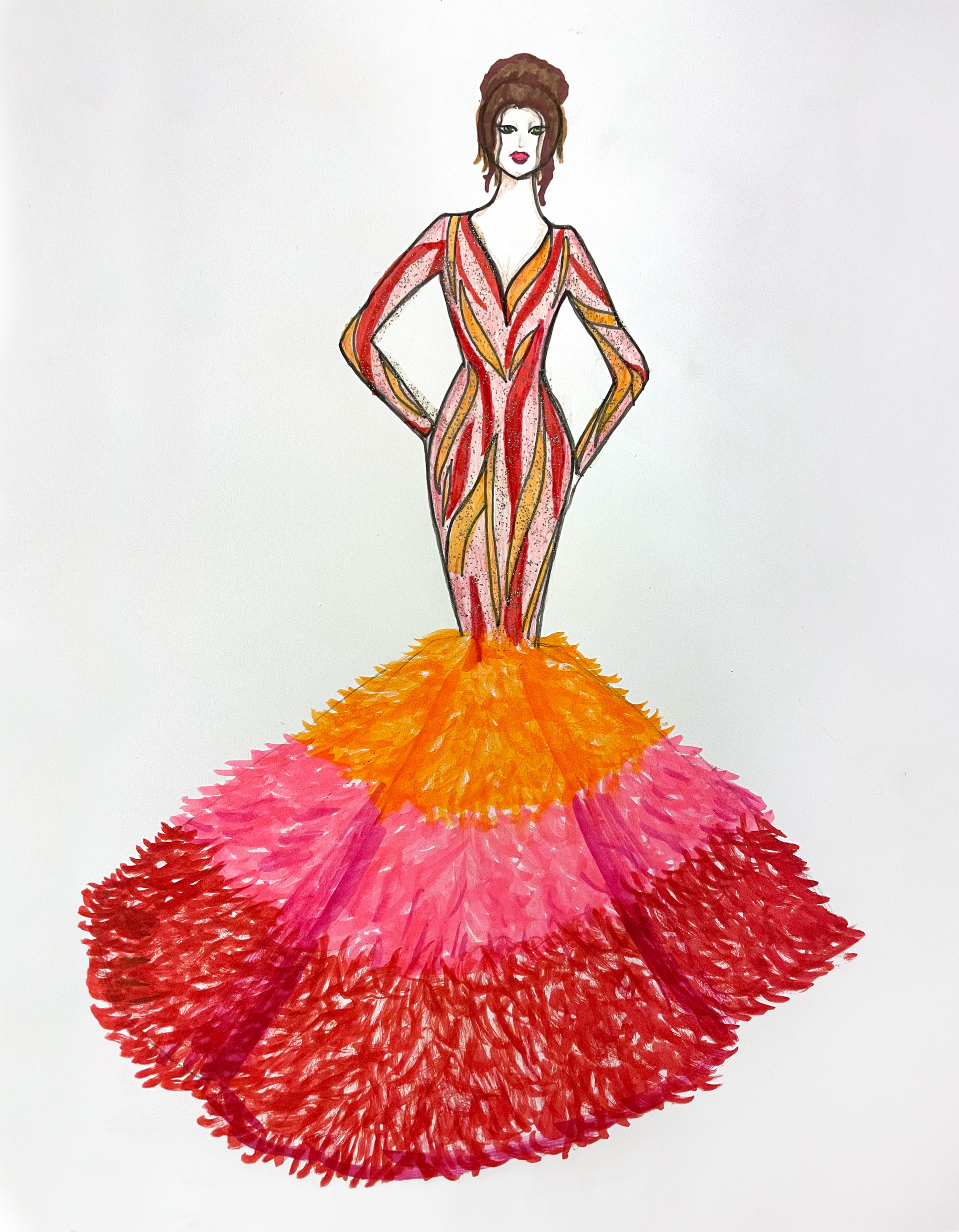 Lia Gutierrez, "Sunset Fashion", Drawing, Fashion Figure Drawing