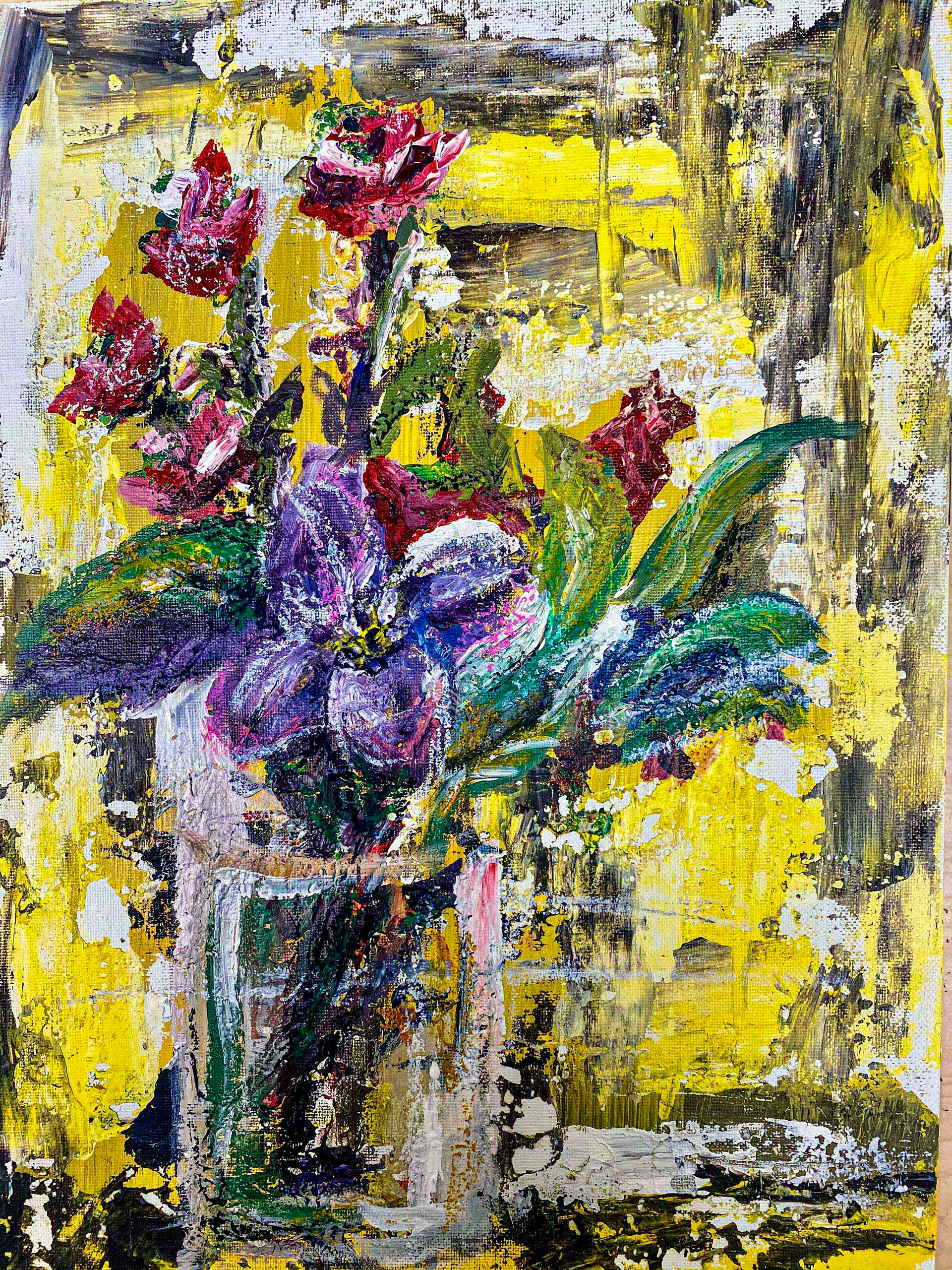 Antoine Pastor, "Beautiful Sharpness", Acrylic Paint, Oil Pastels, Mineral Spirits 16 x 12", Creative Self Expression in Acrylic Paint Class